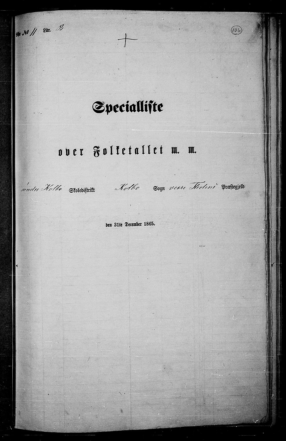 RA, Folketelling 1865 for 0529P Vestre Toten prestegjeld, 1865, s. 260