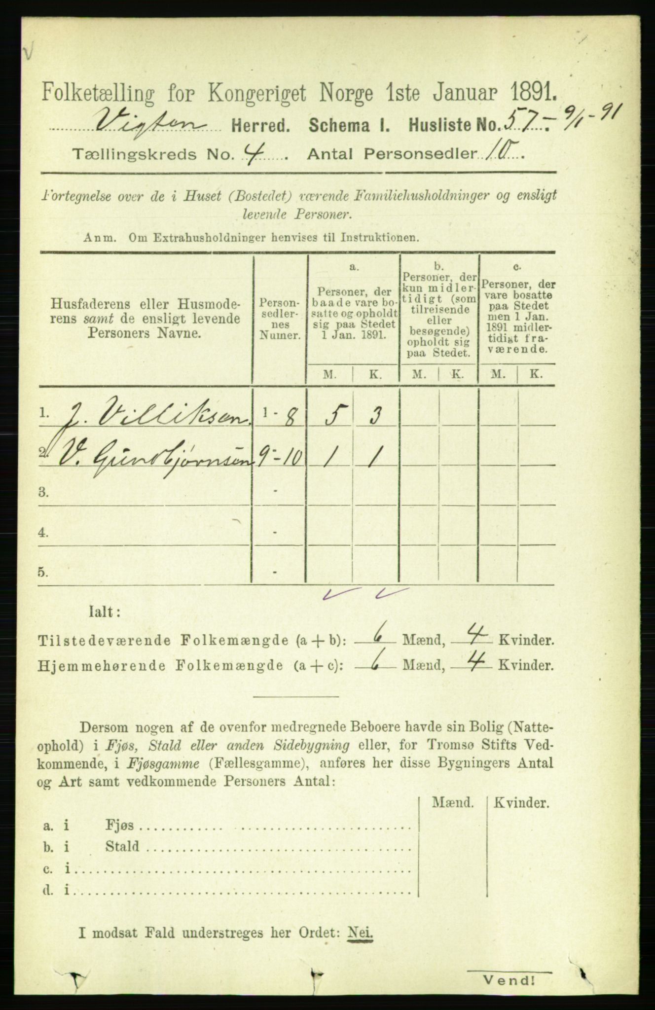 RA, Folketelling 1891 for 1750 Vikna herred, 1891, s. 2300