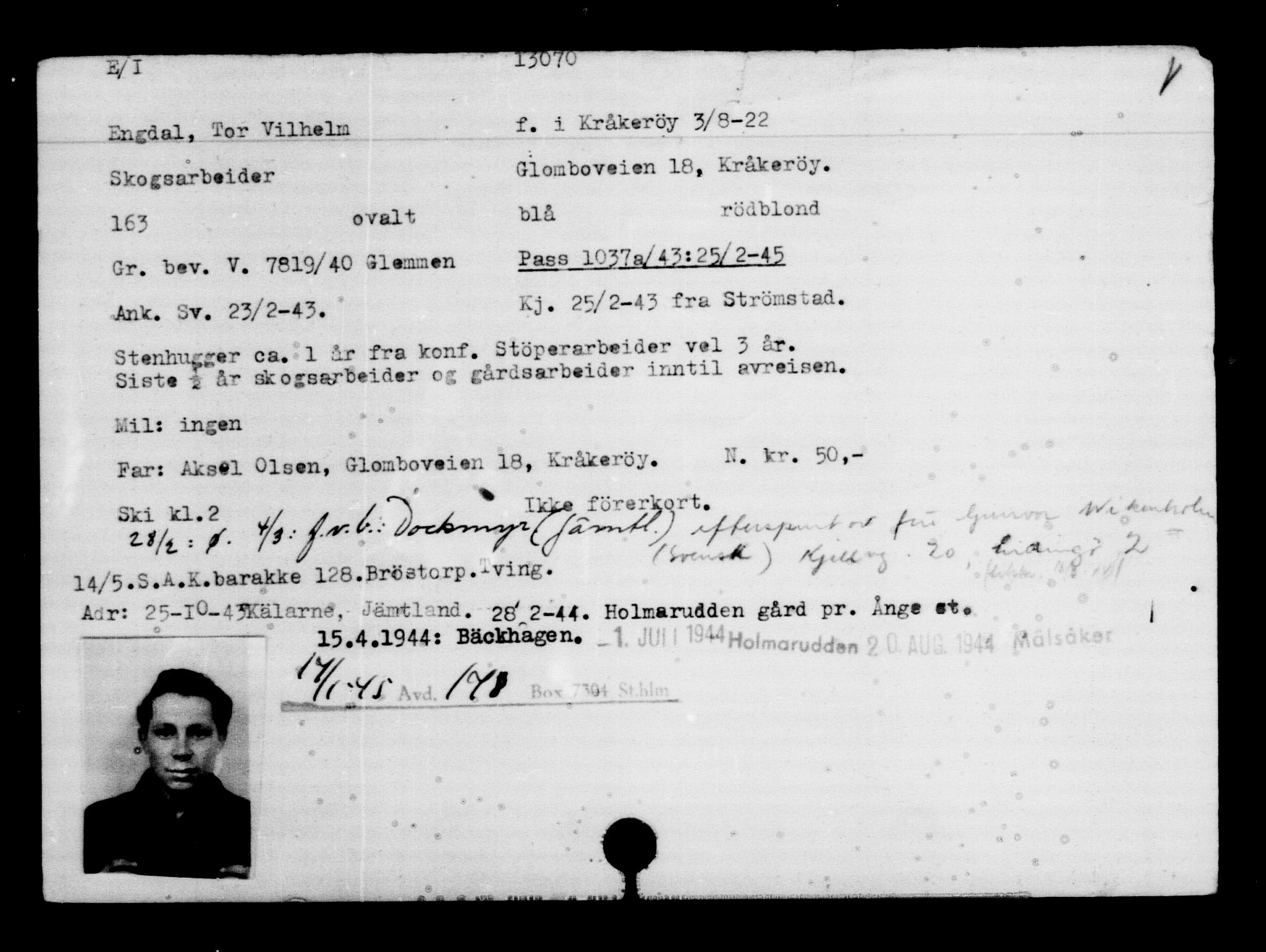 Den Kgl. Norske Legasjons Flyktningskontor, AV/RA-S-6753/V/Va/L0007: Kjesäterkartoteket.  Flyktningenr. 12700-15723, 1940-1945, s. 431