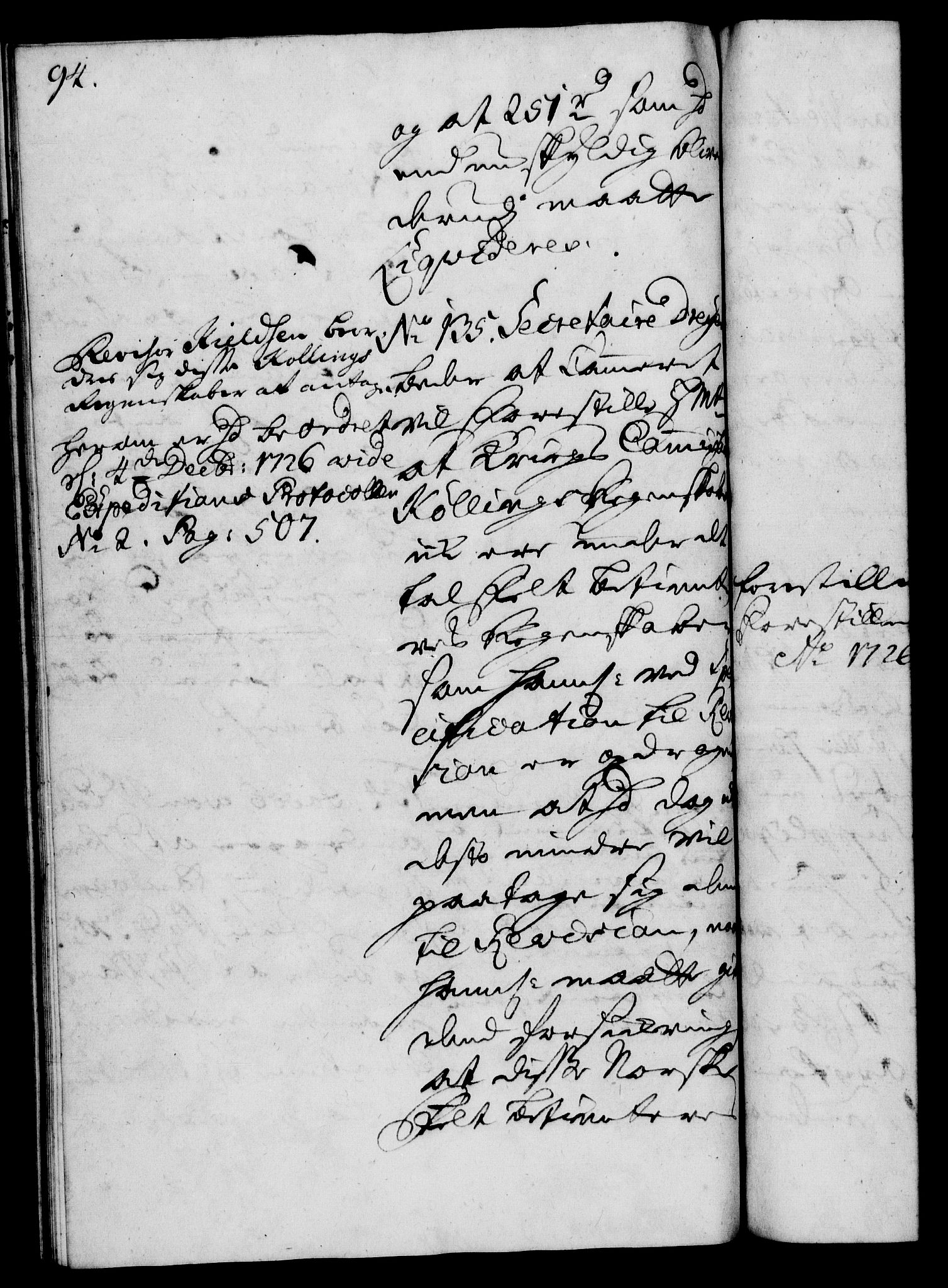 Rentekammeret, Kammerkanselliet, RA/EA-3111/G/Gh/Gha/L0009: Norsk ekstraktmemorialprotokoll (merket RK 53.54), 1726-1728, s. 94