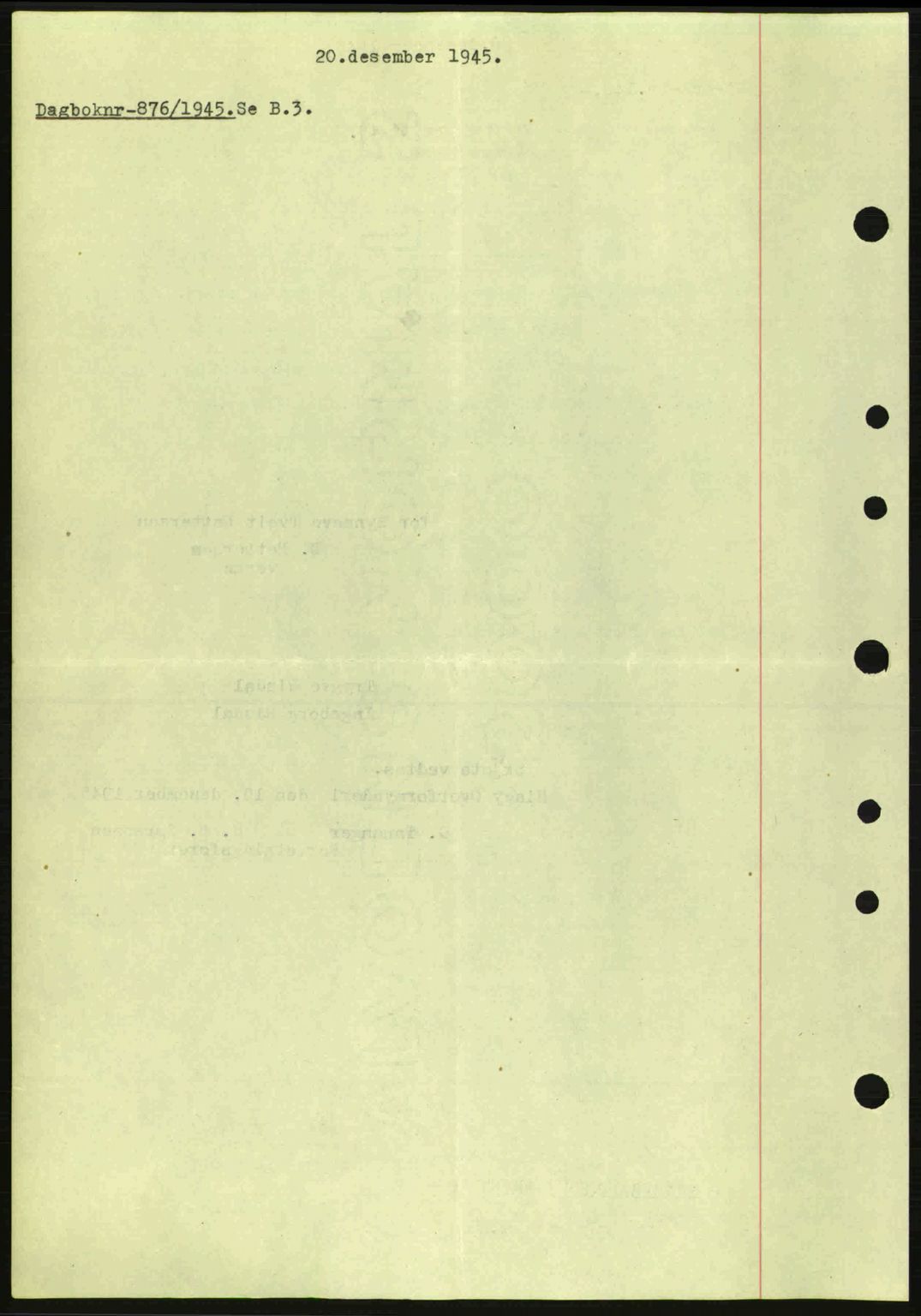 Nedenes sorenskriveri, SAK/1221-0006/G/Gb/Gba/L0053: Pantebok nr. A6b, 1945-1945, Dagboknr: 876/1945