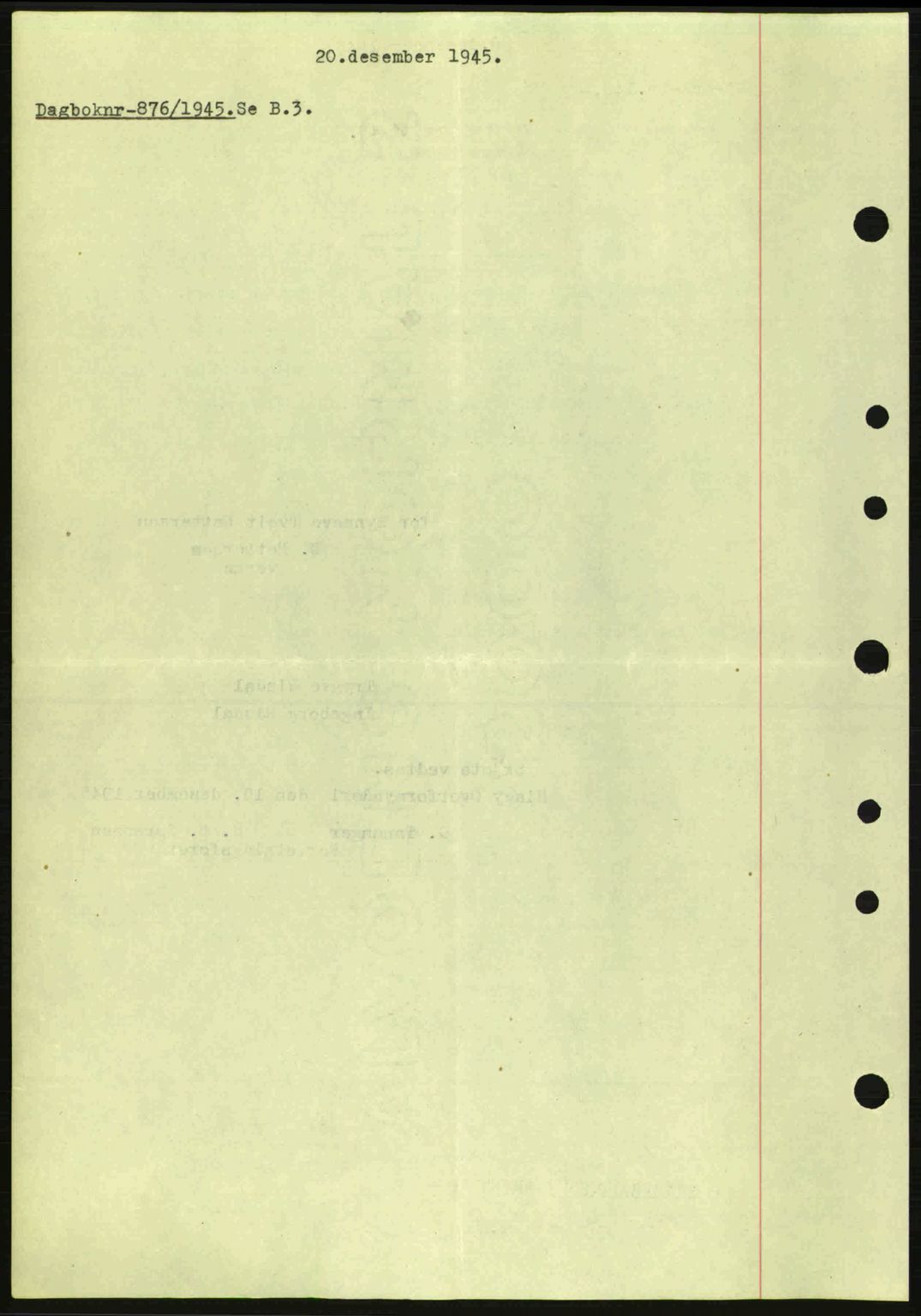 Nedenes sorenskriveri, AV/SAK-1221-0006/G/Gb/Gba/L0053: Pantebok nr. A6b, 1945-1945, Dagboknr: 876/1945