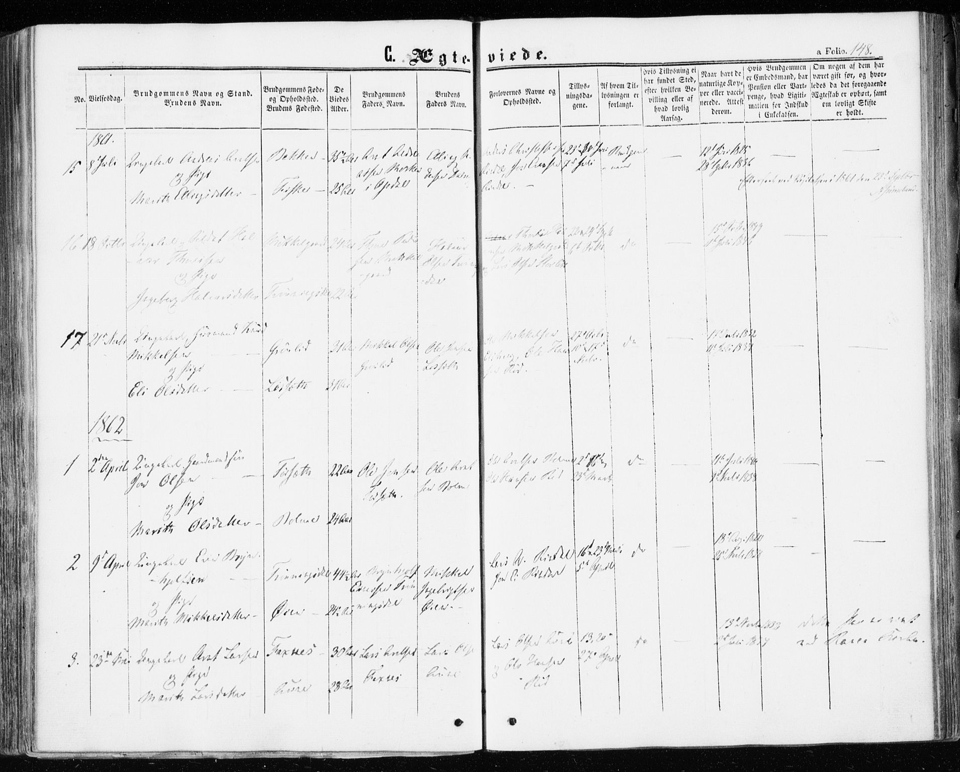 Ministerialprotokoller, klokkerbøker og fødselsregistre - Møre og Romsdal, AV/SAT-A-1454/598/L1067: Ministerialbok nr. 598A01, 1858-1871, s. 148