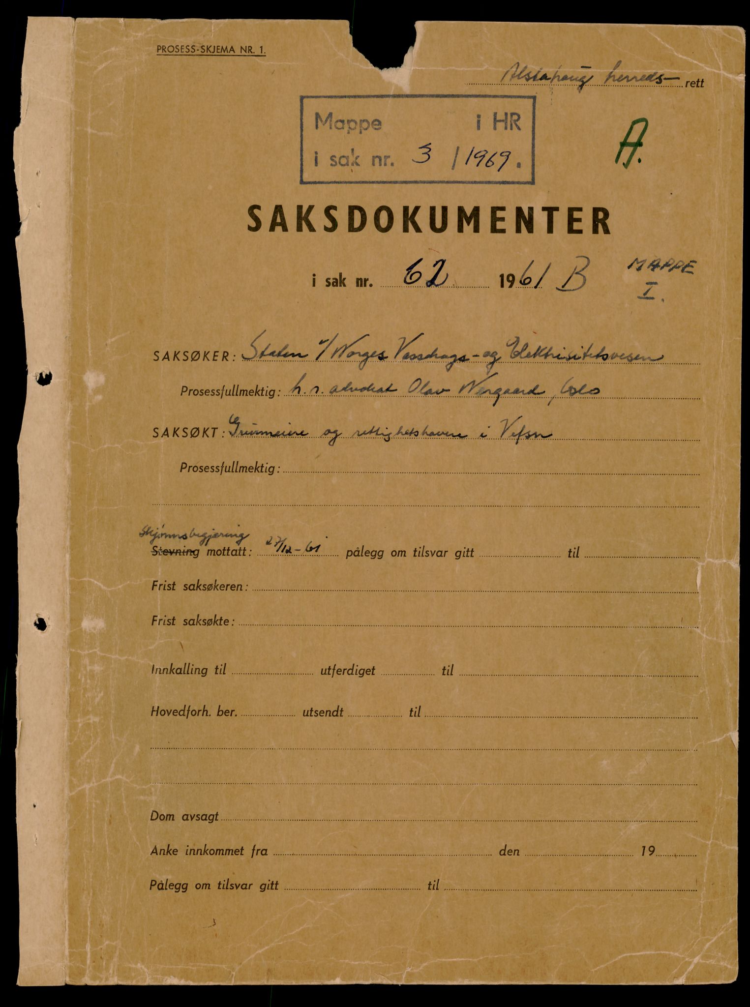 Søndre Helgeland sorenskriveri, SAT/A-4575/1/1/1O/1Oe/L0018: B-saker, 1961, s. 1