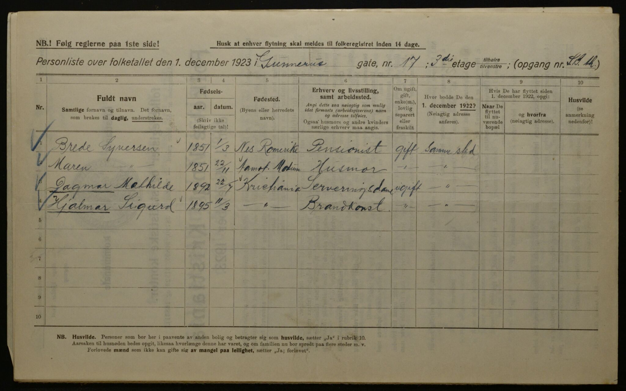 OBA, Kommunal folketelling 1.12.1923 for Kristiania, 1923, s. 6194