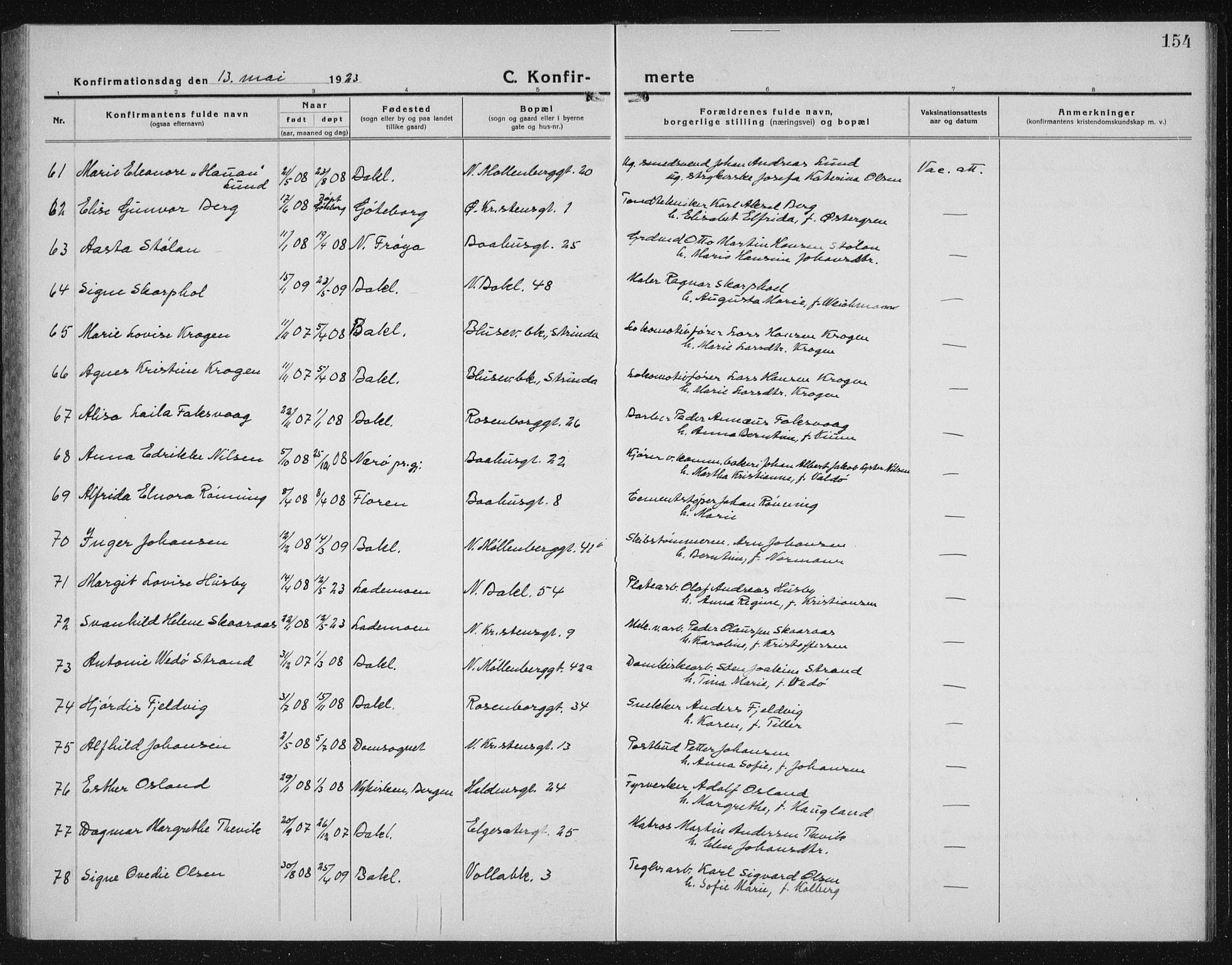 Ministerialprotokoller, klokkerbøker og fødselsregistre - Sør-Trøndelag, AV/SAT-A-1456/604/L0227: Klokkerbok nr. 604C10, 1923-1942, s. 154