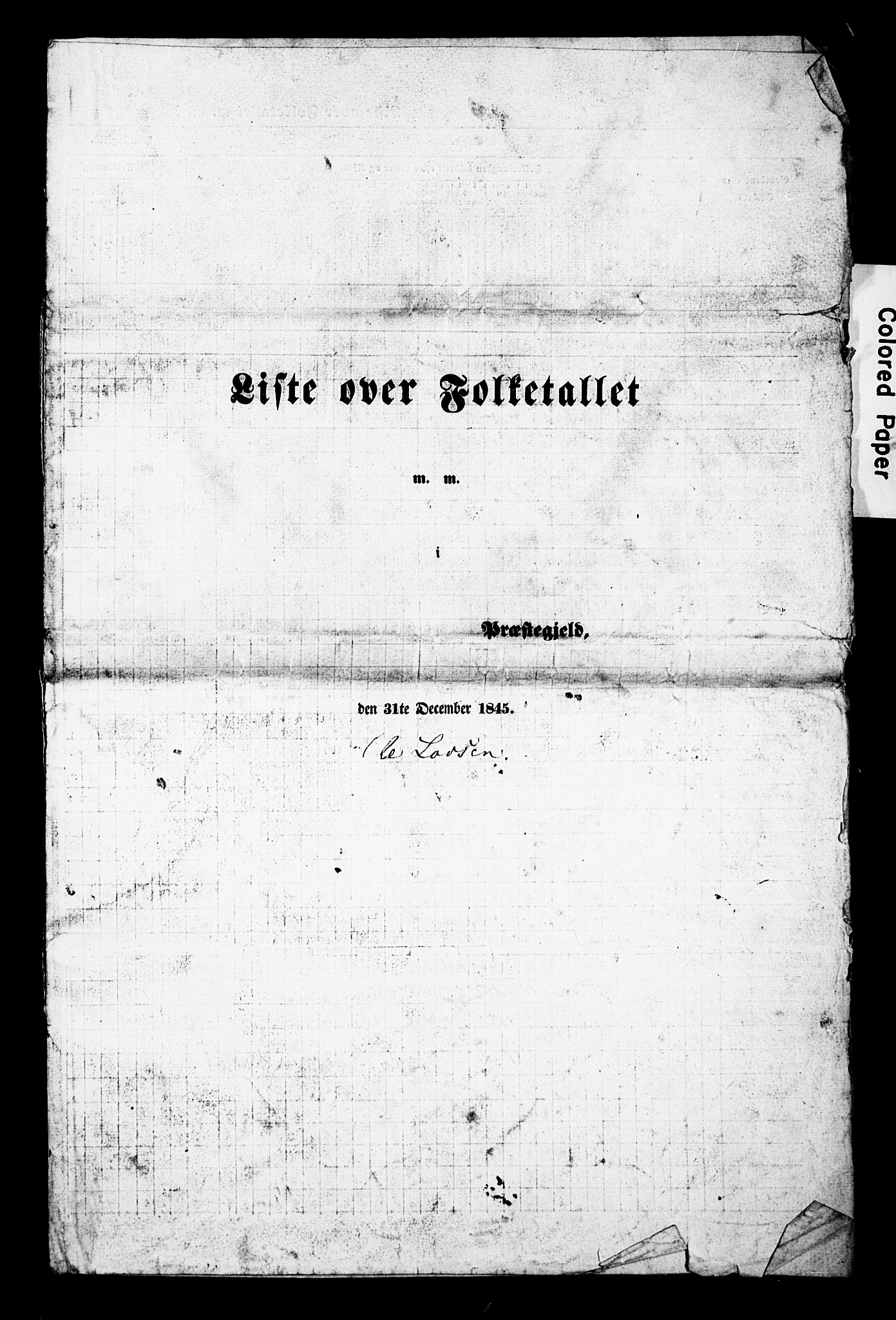, Folketelling 1845 for 0621P Sigdal prestegjeld, 1845, s. 1