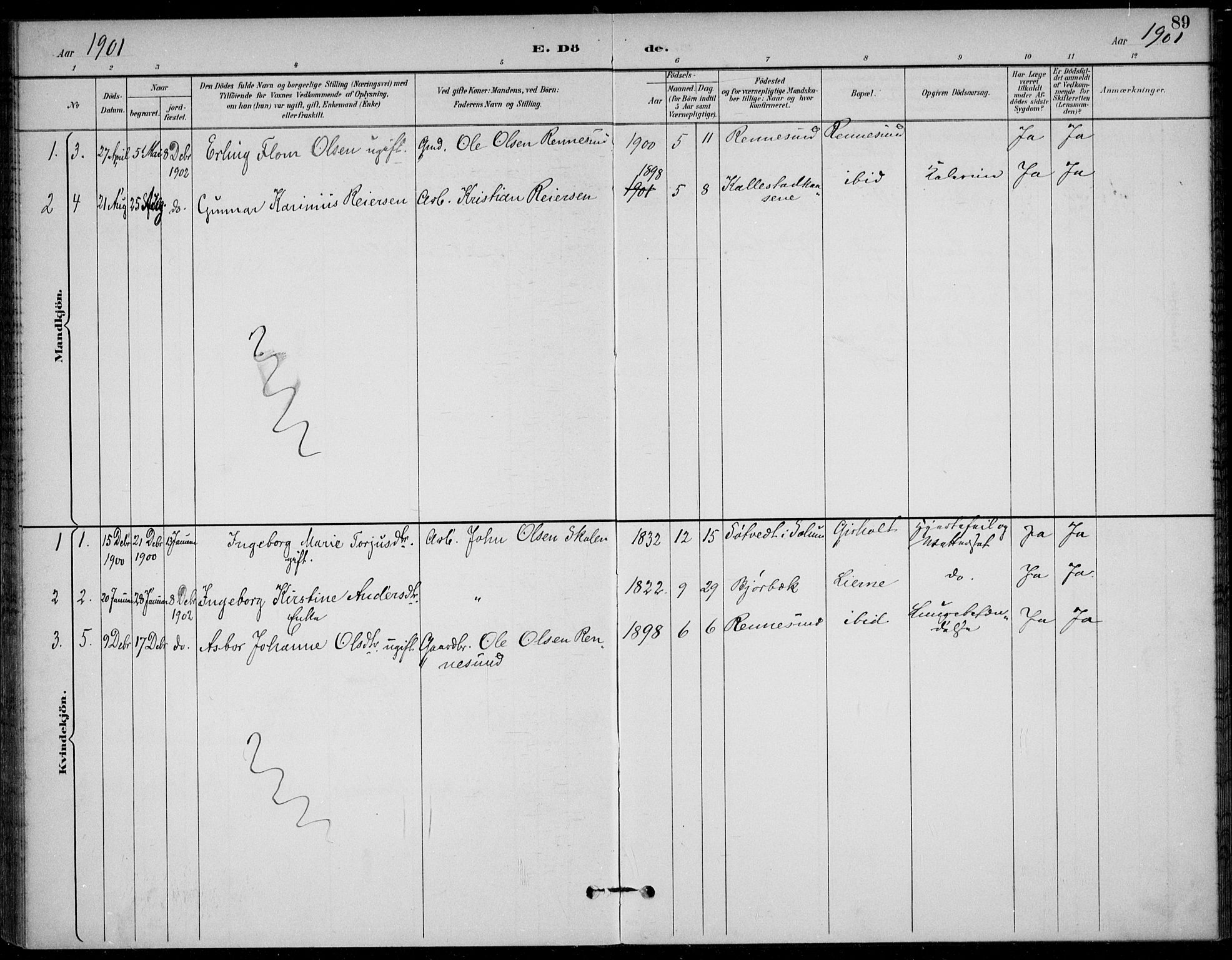Solum kirkebøker, AV/SAKO-A-306/F/Fc/L0002: Ministerialbok nr. III 2, 1892-1906, s. 89