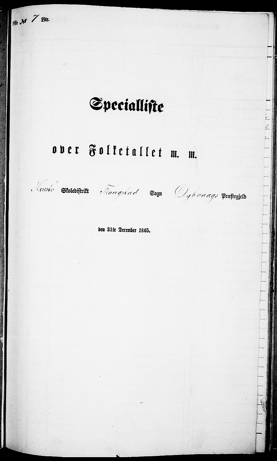 RA, Folketelling 1865 for 0915P Dypvåg prestegjeld, 1865, s. 125