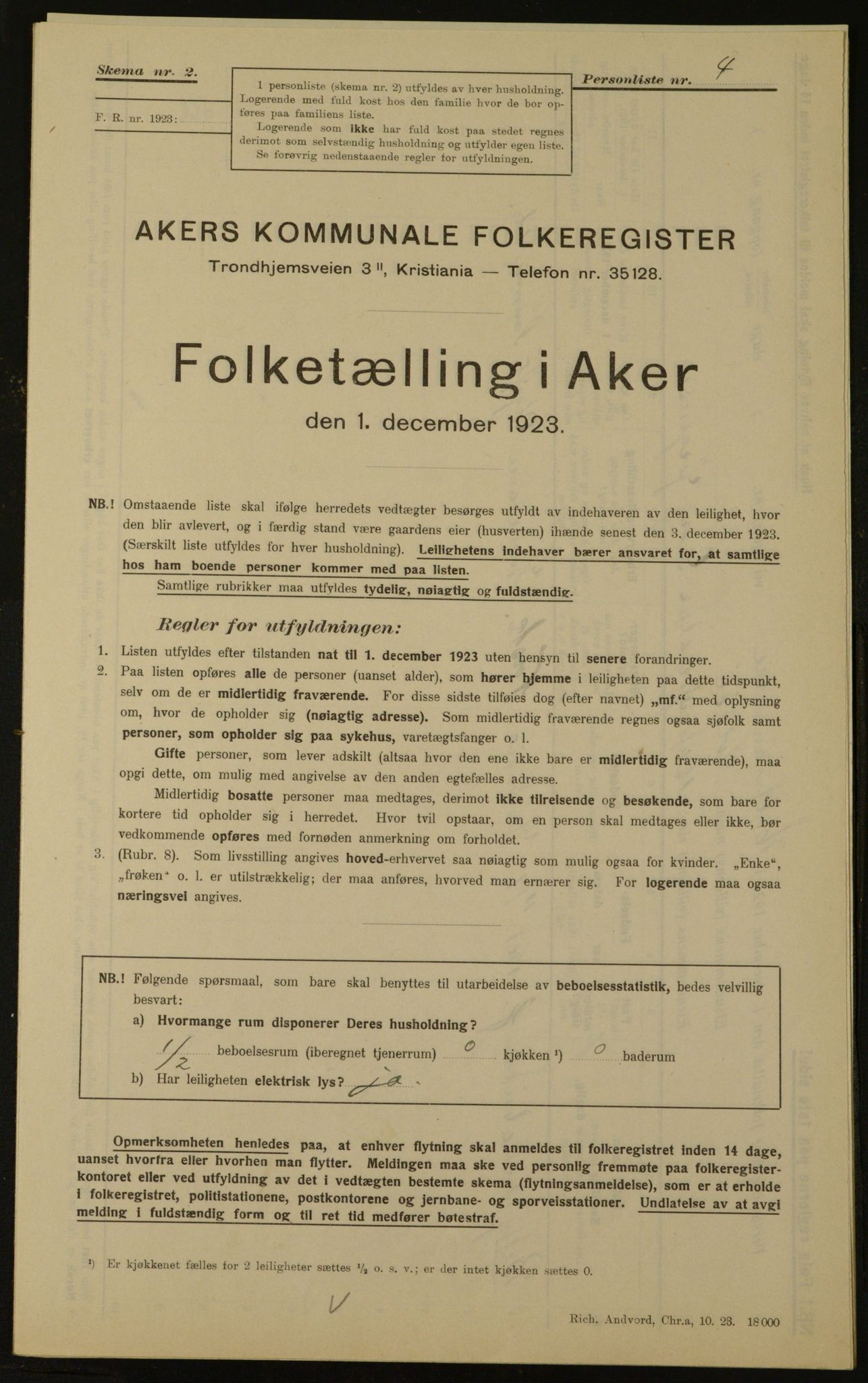 , Kommunal folketelling 1.12.1923 for Aker, 1923, s. 2265