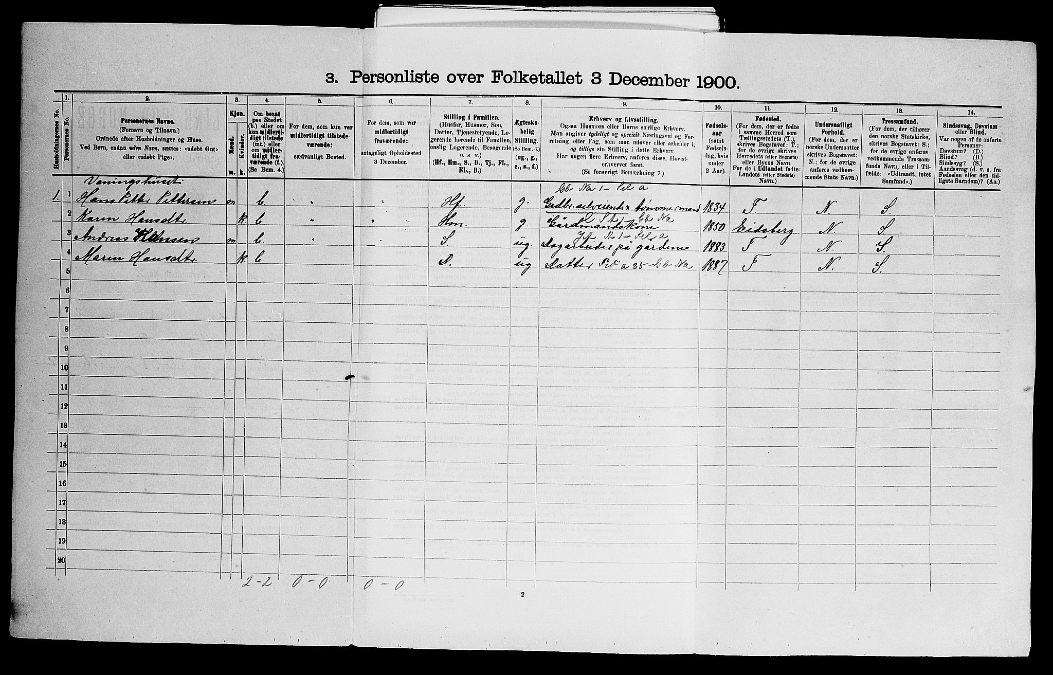 SAO, Folketelling 1900 for 0120 Rødenes herred, 1900