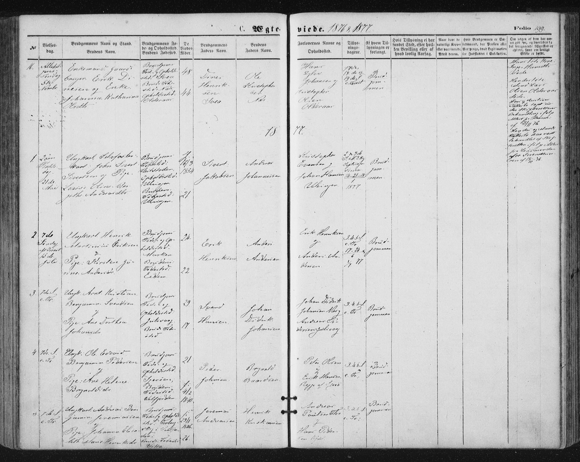 Ministerialprotokoller, klokkerbøker og fødselsregistre - Nordland, SAT/A-1459/816/L0241: Ministerialbok nr. 816A07, 1870-1885, s. 199