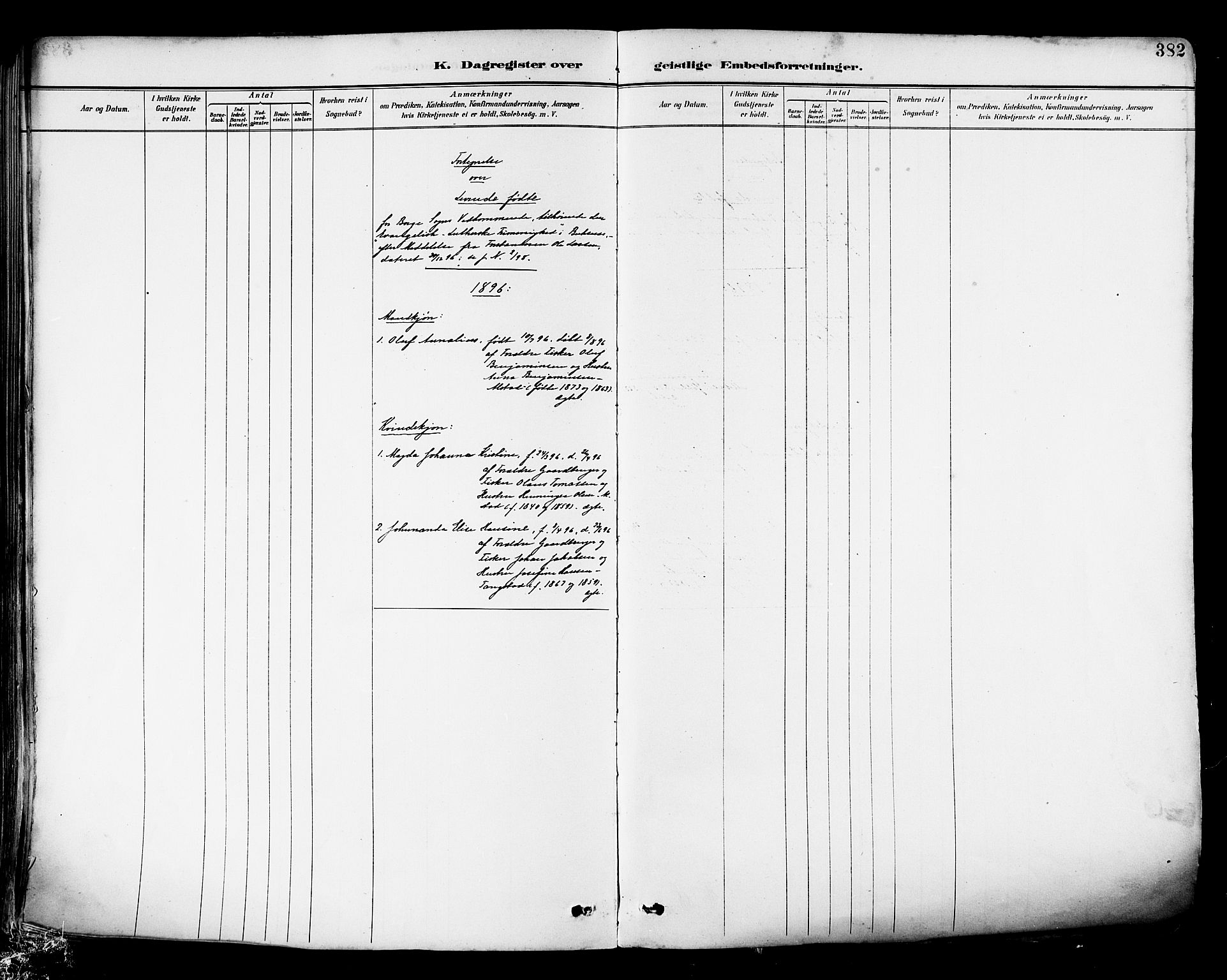Ministerialprotokoller, klokkerbøker og fødselsregistre - Nordland, SAT/A-1459/880/L1133: Ministerialbok nr. 880A07, 1888-1898, s. 382