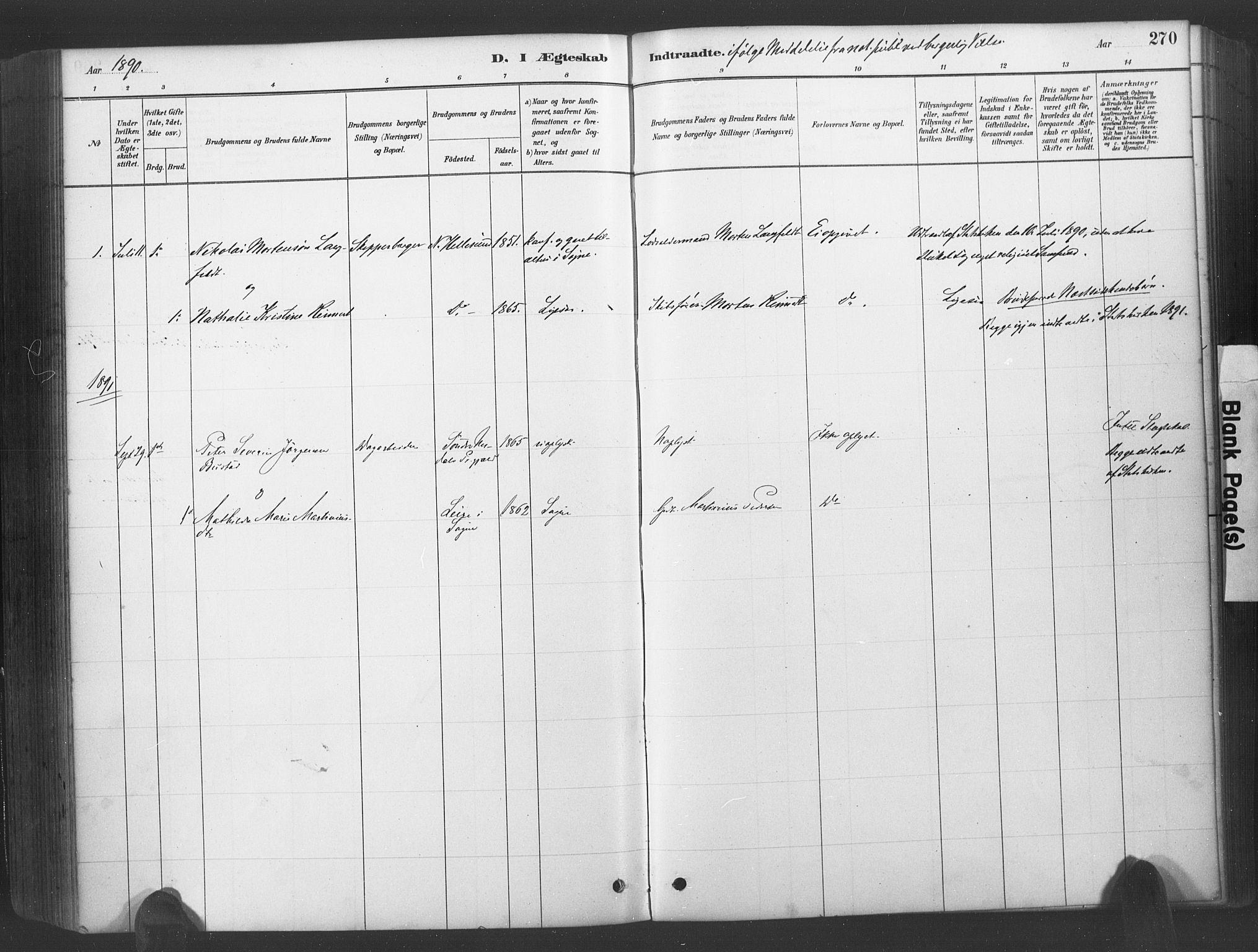 Søgne sokneprestkontor, SAK/1111-0037/F/Fa/Fab/L0012: Ministerialbok nr. A 12, 1880-1891, s. 270