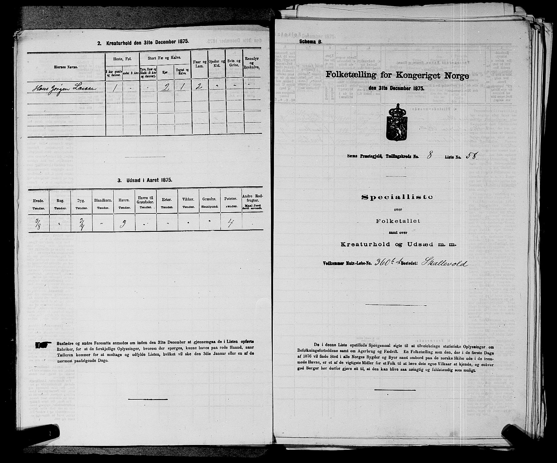 SAKO, Folketelling 1875 for 0721P Sem prestegjeld, 1875, s. 1383