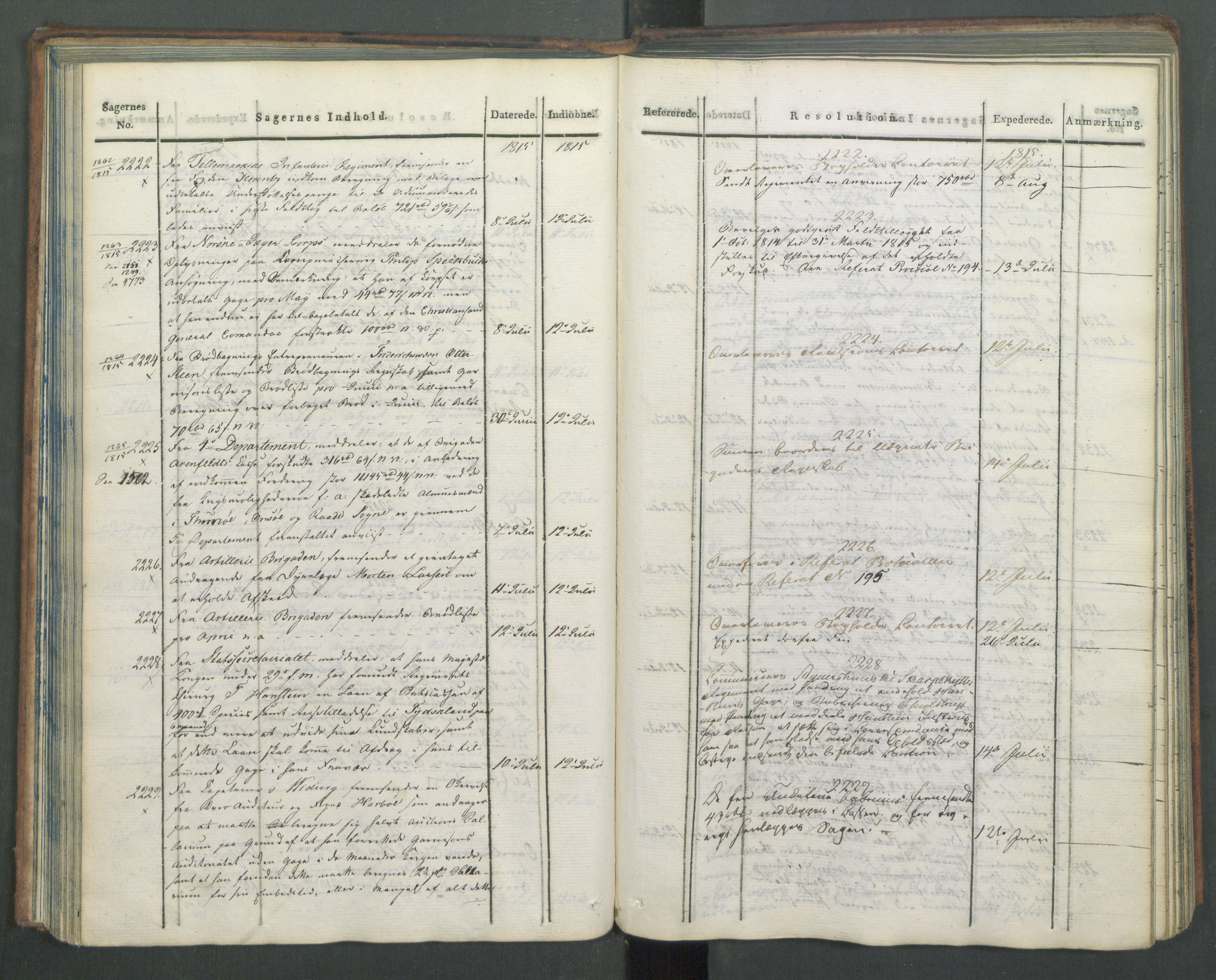 Armédepartementet, AV/RA-RAFA-3493/C/Ca/L0005: 6. Departements Journal, 1815