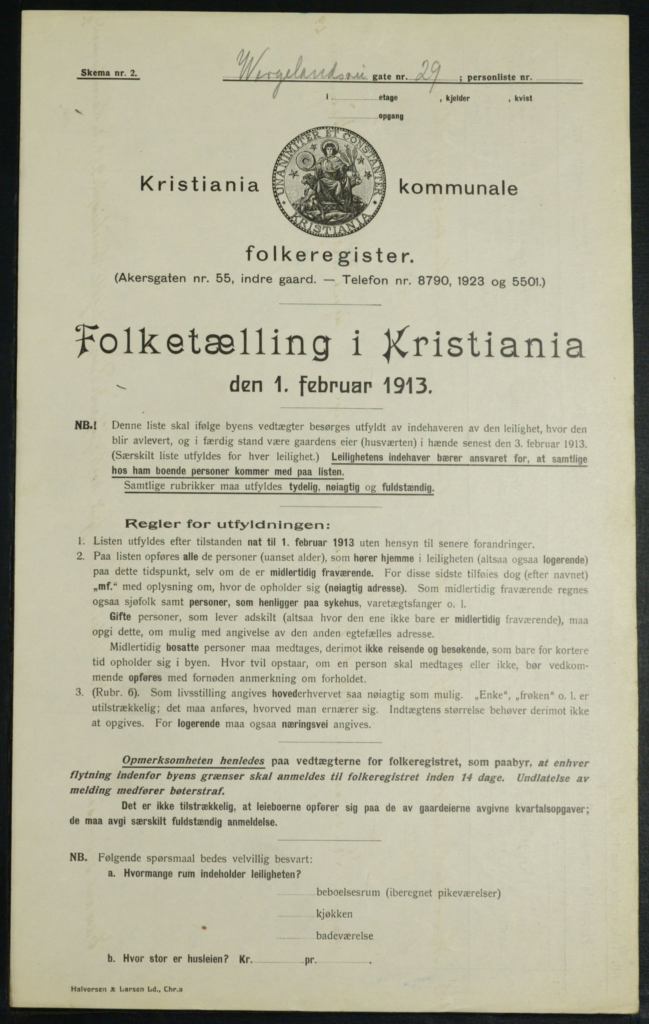 OBA, Kommunal folketelling 1.2.1913 for Kristiania, 1913, s. 127806