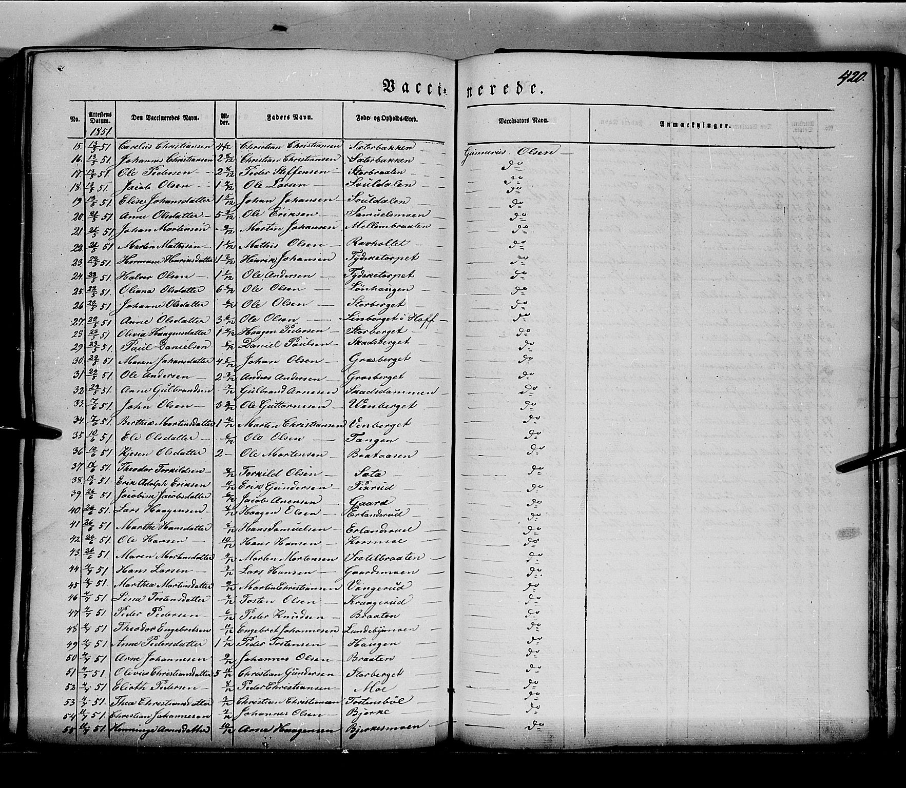 Grue prestekontor, AV/SAH-PREST-036/H/Ha/Haa/L0008: Ministerialbok nr. 8, 1847-1858, s. 420