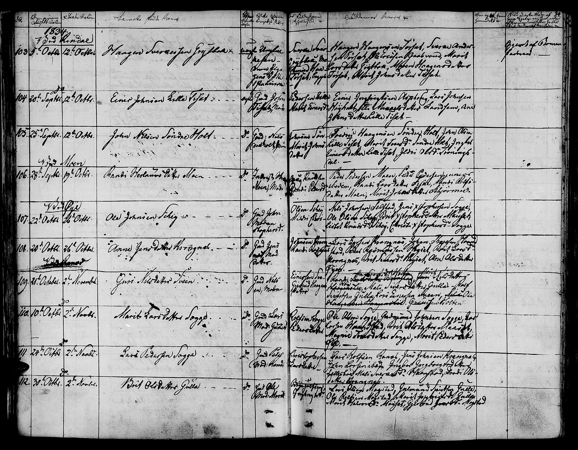 Ministerialprotokoller, klokkerbøker og fødselsregistre - Møre og Romsdal, AV/SAT-A-1454/595/L1042: Ministerialbok nr. 595A04, 1829-1843, s. 34