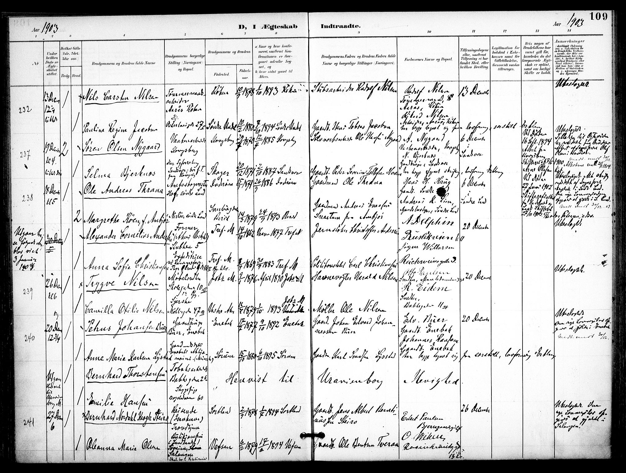 Trefoldighet prestekontor Kirkebøker, AV/SAO-A-10882/F/Fc/L0005: Ministerialbok nr. III 5, 1900-1908, s. 109