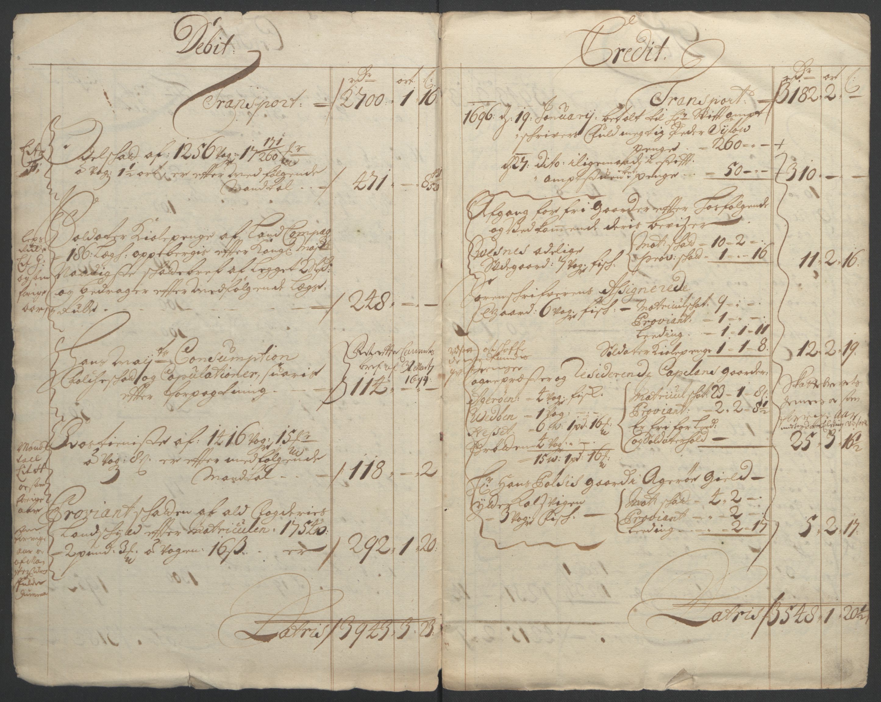 Rentekammeret inntil 1814, Reviderte regnskaper, Fogderegnskap, RA/EA-4092/R55/L3652: Fogderegnskap Romsdal, 1695-1696, s. 5