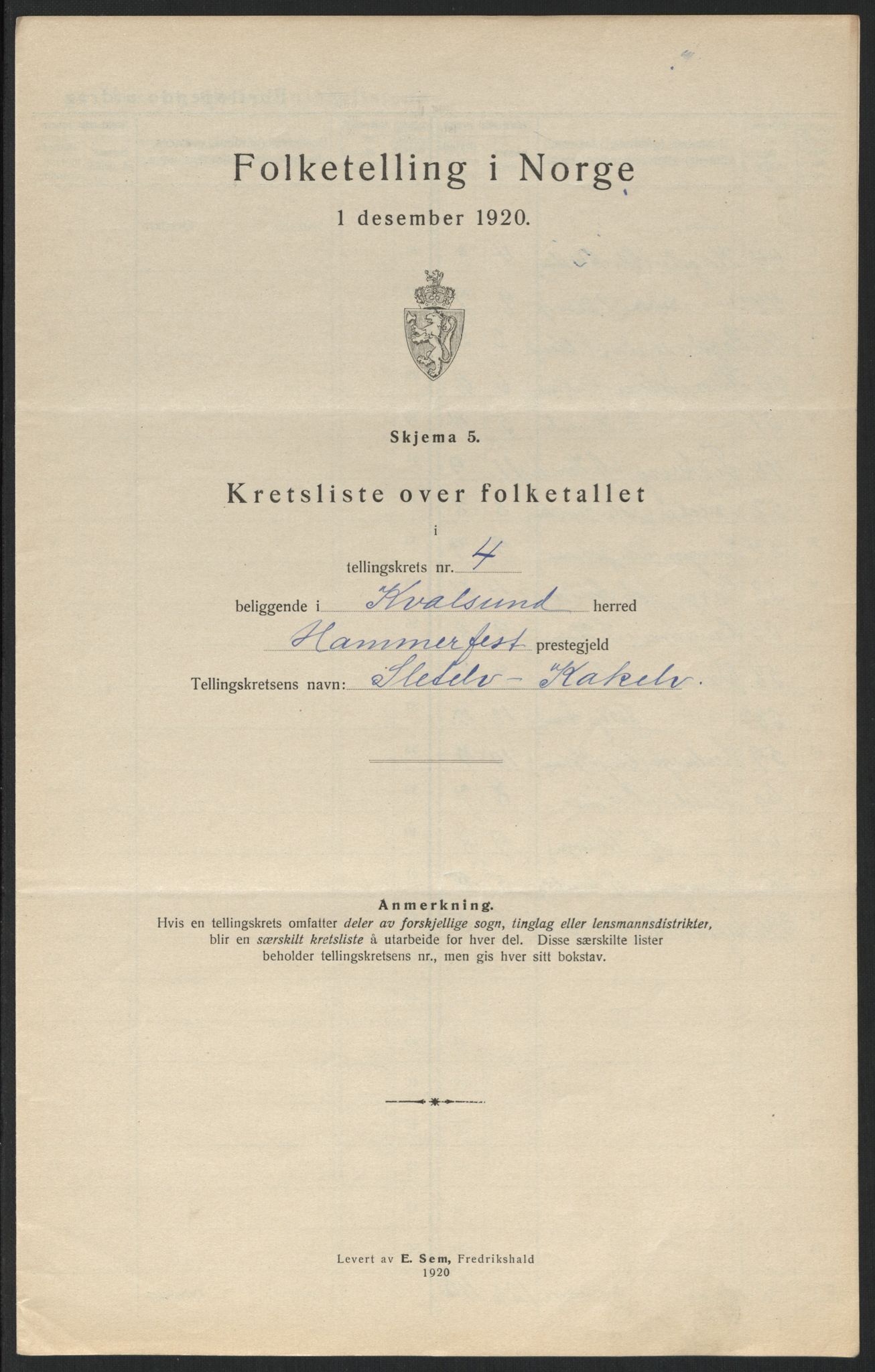 SATØ, Folketelling 1920 for 2017 Kvalsund herred, 1920, s. 21