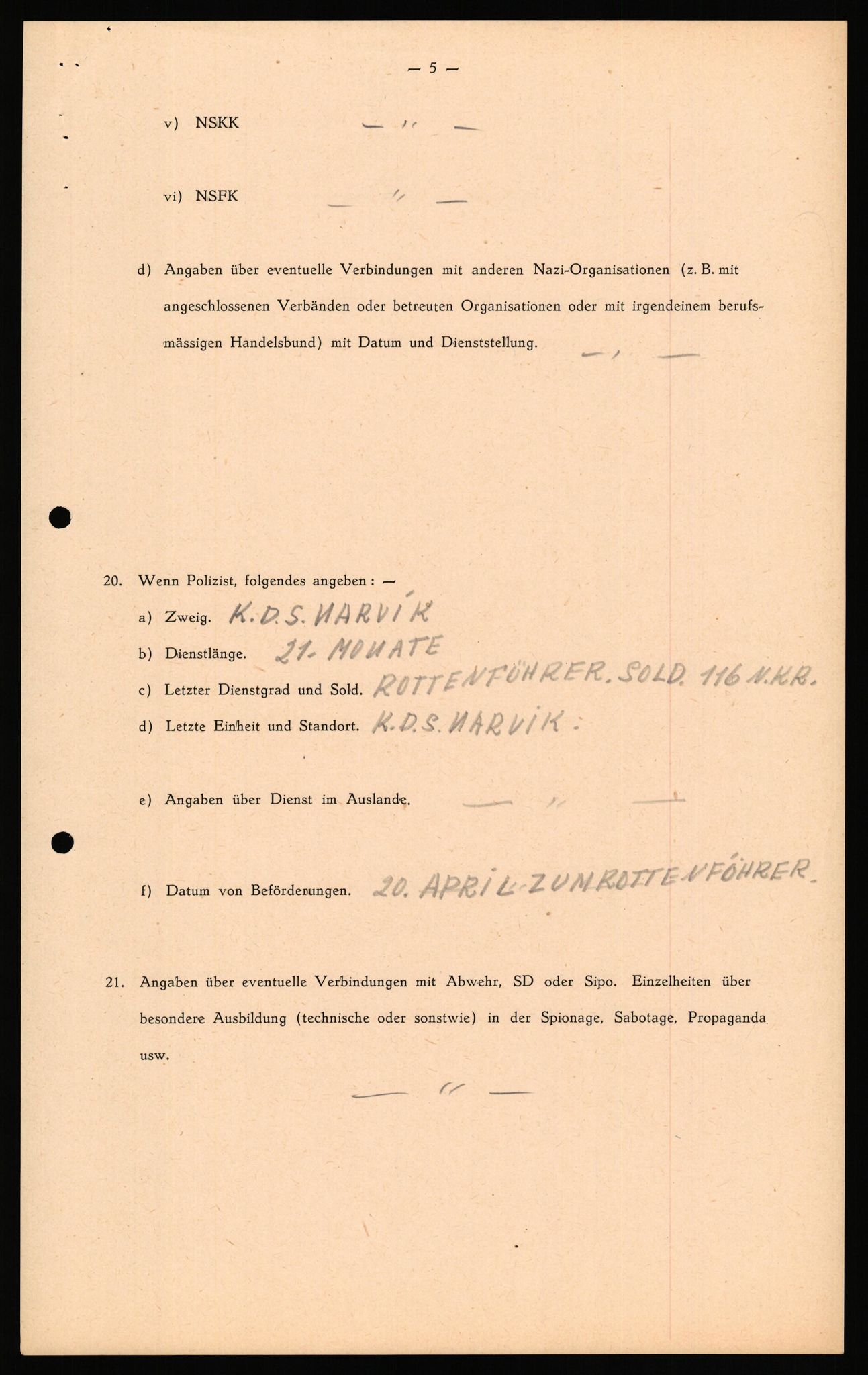 Forsvaret, Forsvarets overkommando II, AV/RA-RAFA-3915/D/Db/L0041: CI Questionaires.  Diverse nasjonaliteter., 1945-1946, s. 201