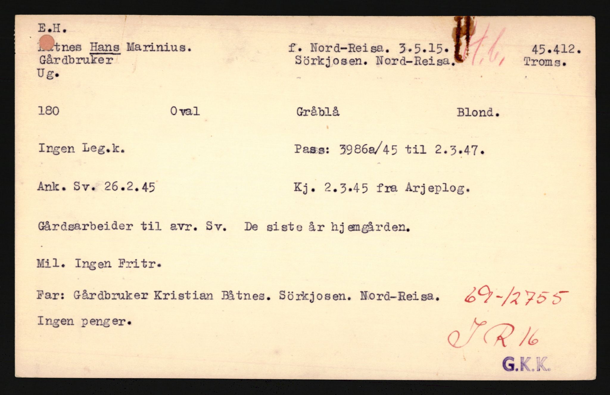 Forsvaret, Troms infanteriregiment nr. 16, AV/RA-RAFA-3146/P/Pa/L0020: Rulleblad for regimentets menige mannskaper, årsklasse 1936, 1936, s. 145