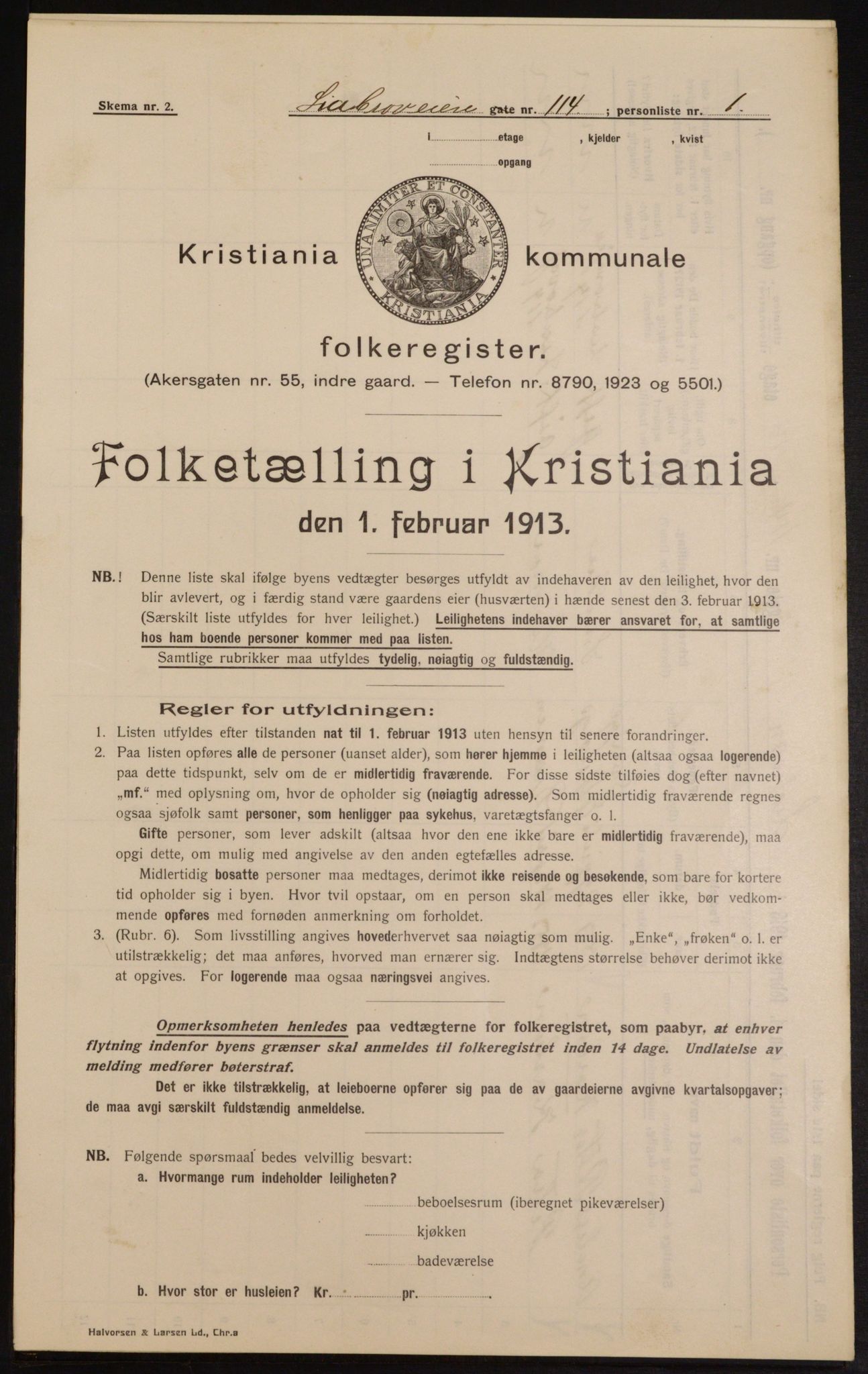 OBA, Kommunal folketelling 1.2.1913 for Kristiania, 1913, s. 57997