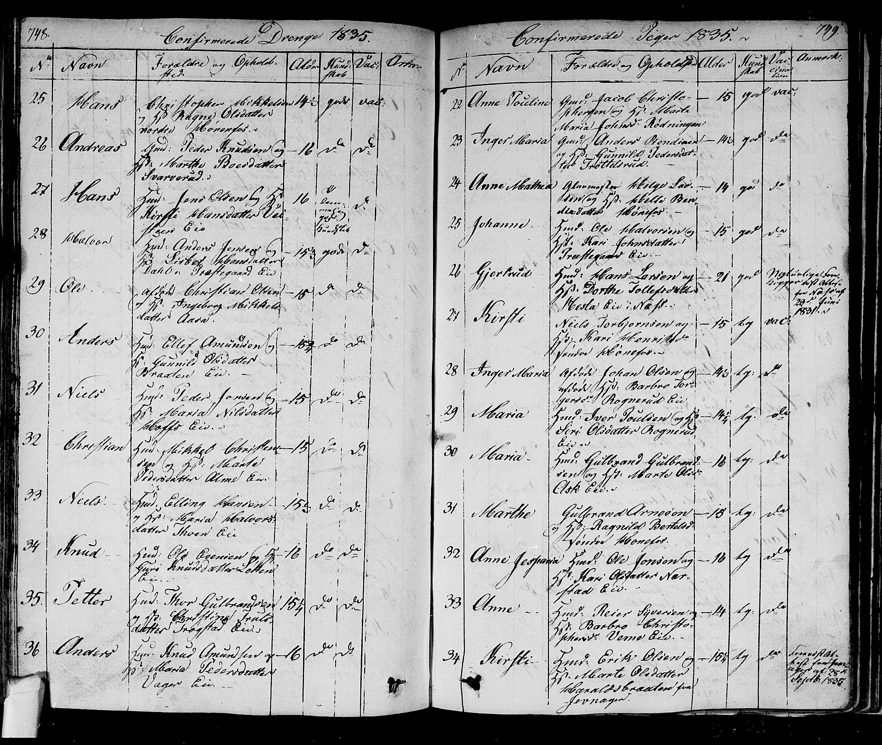 Norderhov kirkebøker, AV/SAKO-A-237/F/Fa/L0009: Ministerialbok nr. 9, 1819-1837, s. 748-749