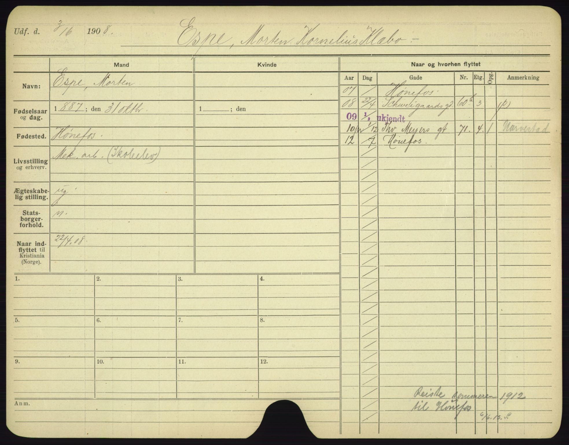 Oslo folkeregister, Registerkort, AV/SAO-A-11715/F/Fa/Fac/L0002: Menn, 1906-1914, s. 1179a