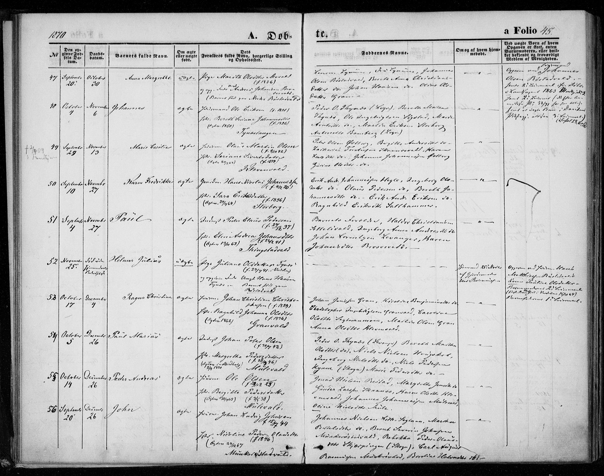 Ministerialprotokoller, klokkerbøker og fødselsregistre - Nord-Trøndelag, AV/SAT-A-1458/721/L0206: Ministerialbok nr. 721A01, 1864-1874, s. 45