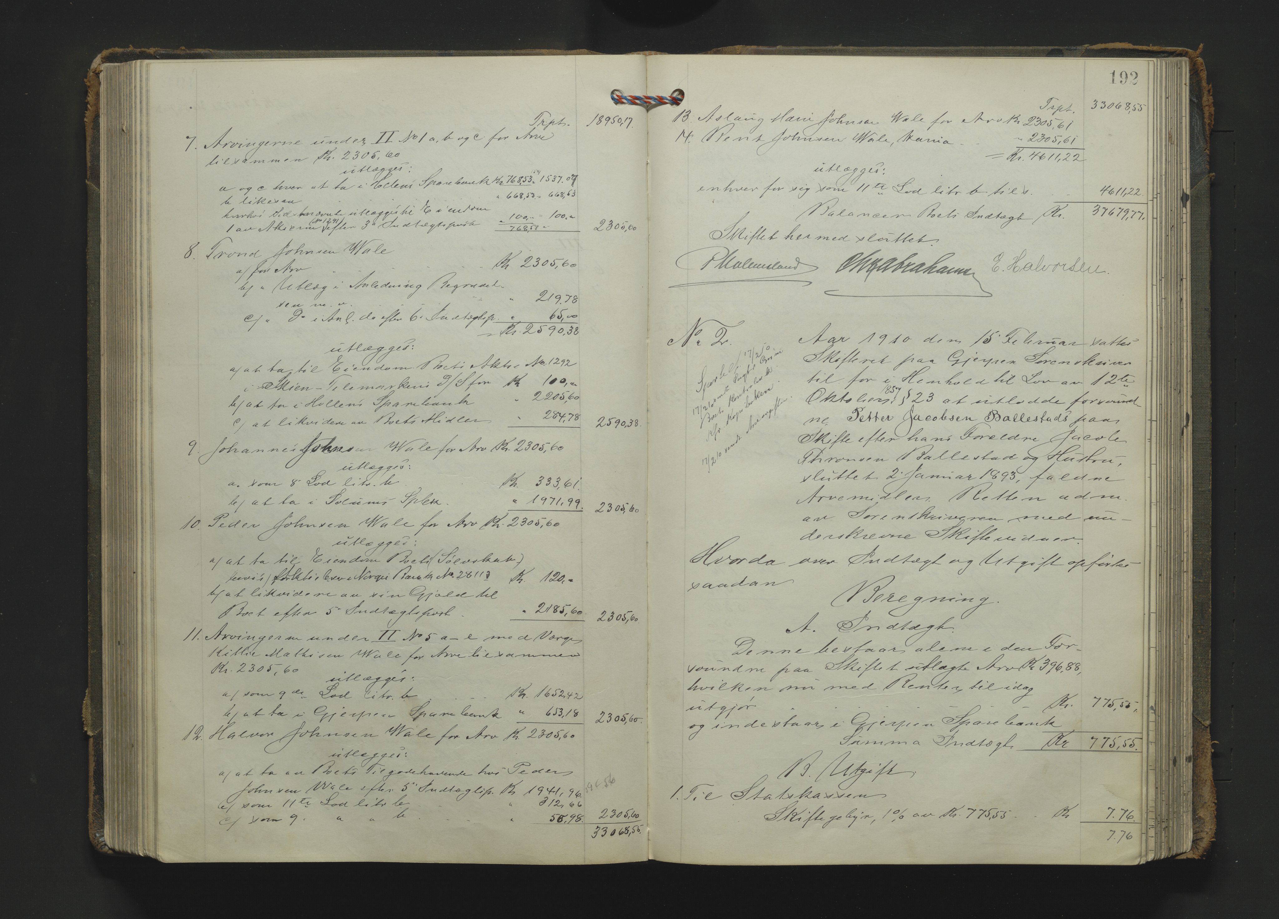 Gjerpen sorenskriveri, SAKO/A-216/H/Hb/Hbc/Hbca/L0004: Skifteutlodningsprotokoll, Sorenskriveriet, 1904-1916, s. 191b-192a