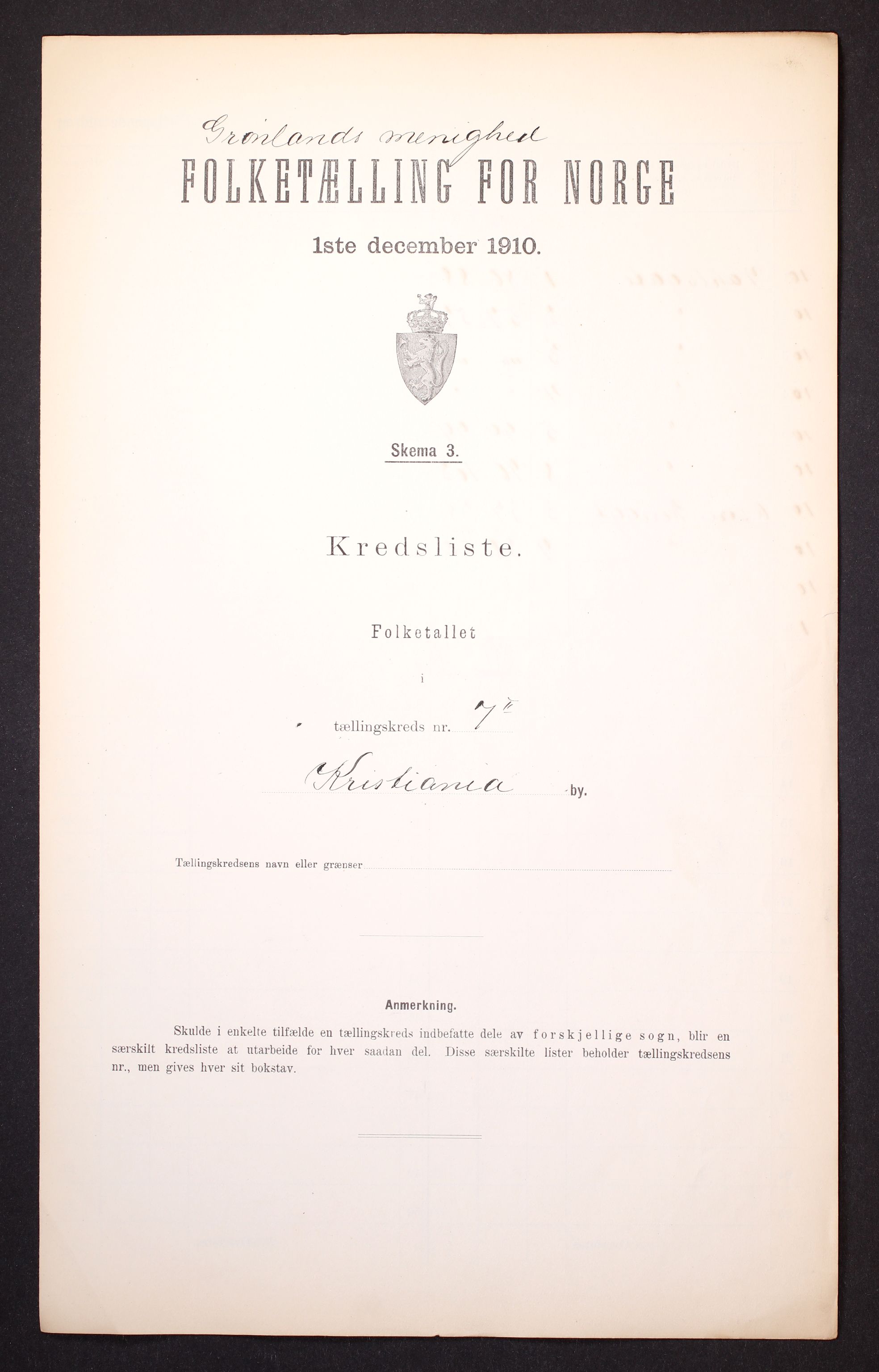 RA, Folketelling 1910 for 0301 Kristiania kjøpstad, 1910, s. 466