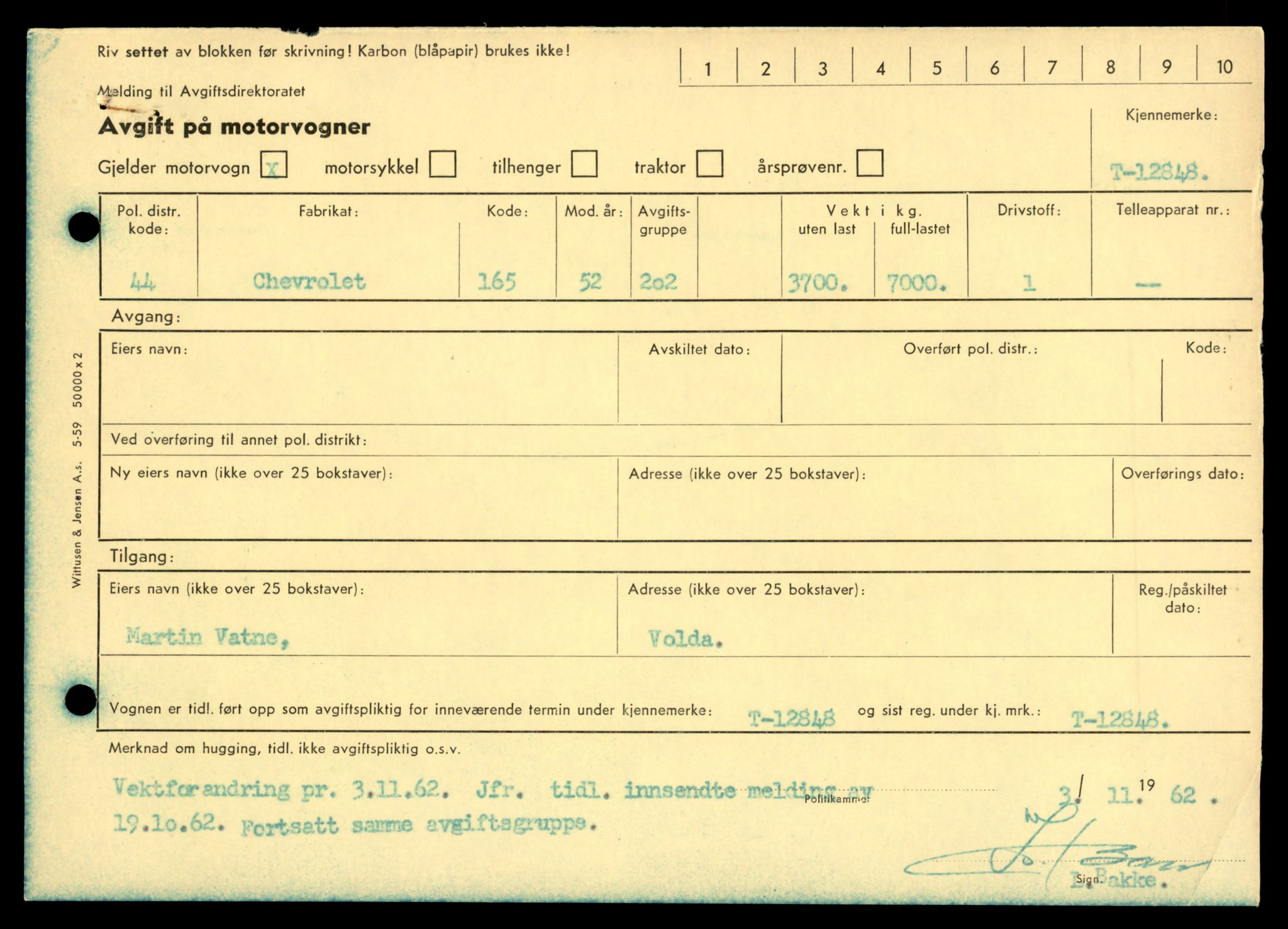 Møre og Romsdal vegkontor - Ålesund trafikkstasjon, AV/SAT-A-4099/F/Fe/L0036: Registreringskort for kjøretøy T 12831 - T 13030, 1927-1998, s. 377