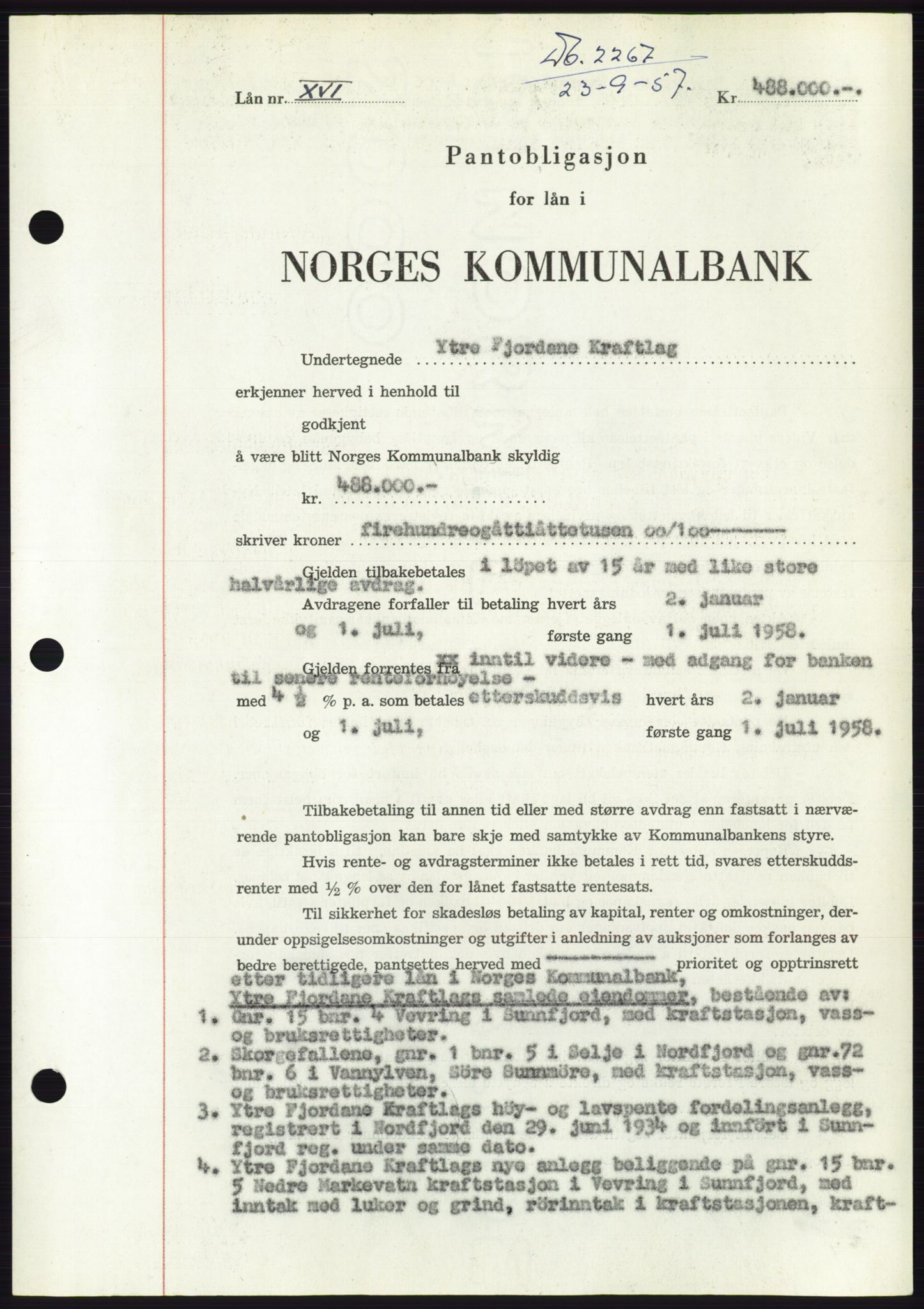 Søre Sunnmøre sorenskriveri, AV/SAT-A-4122/1/2/2C/L0130: Pantebok nr. 18B, 1957-1958, Dagboknr: 2267/1957