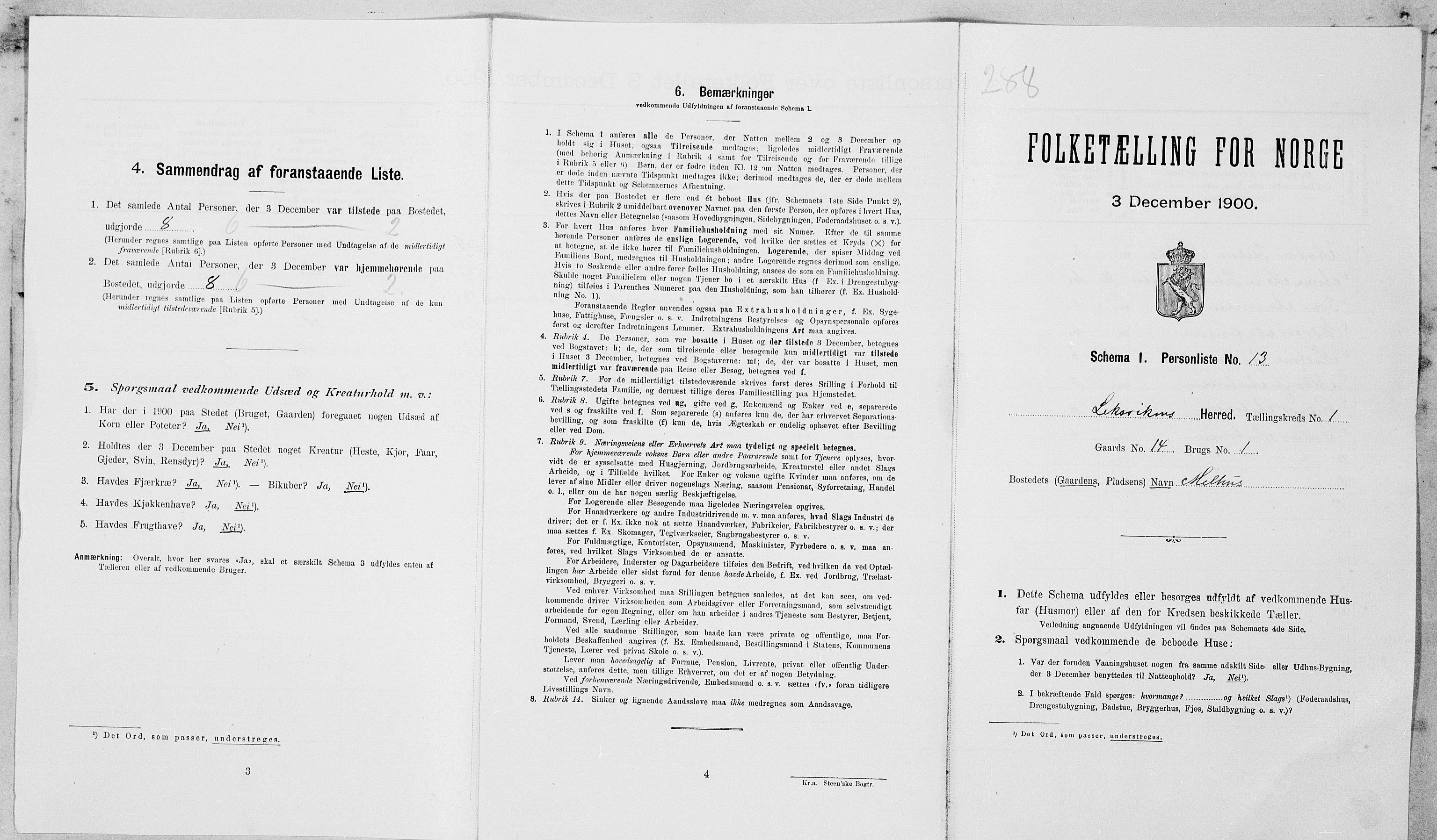 SAT, Folketelling 1900 for 1718 Leksvik herred, 1900, s. 94