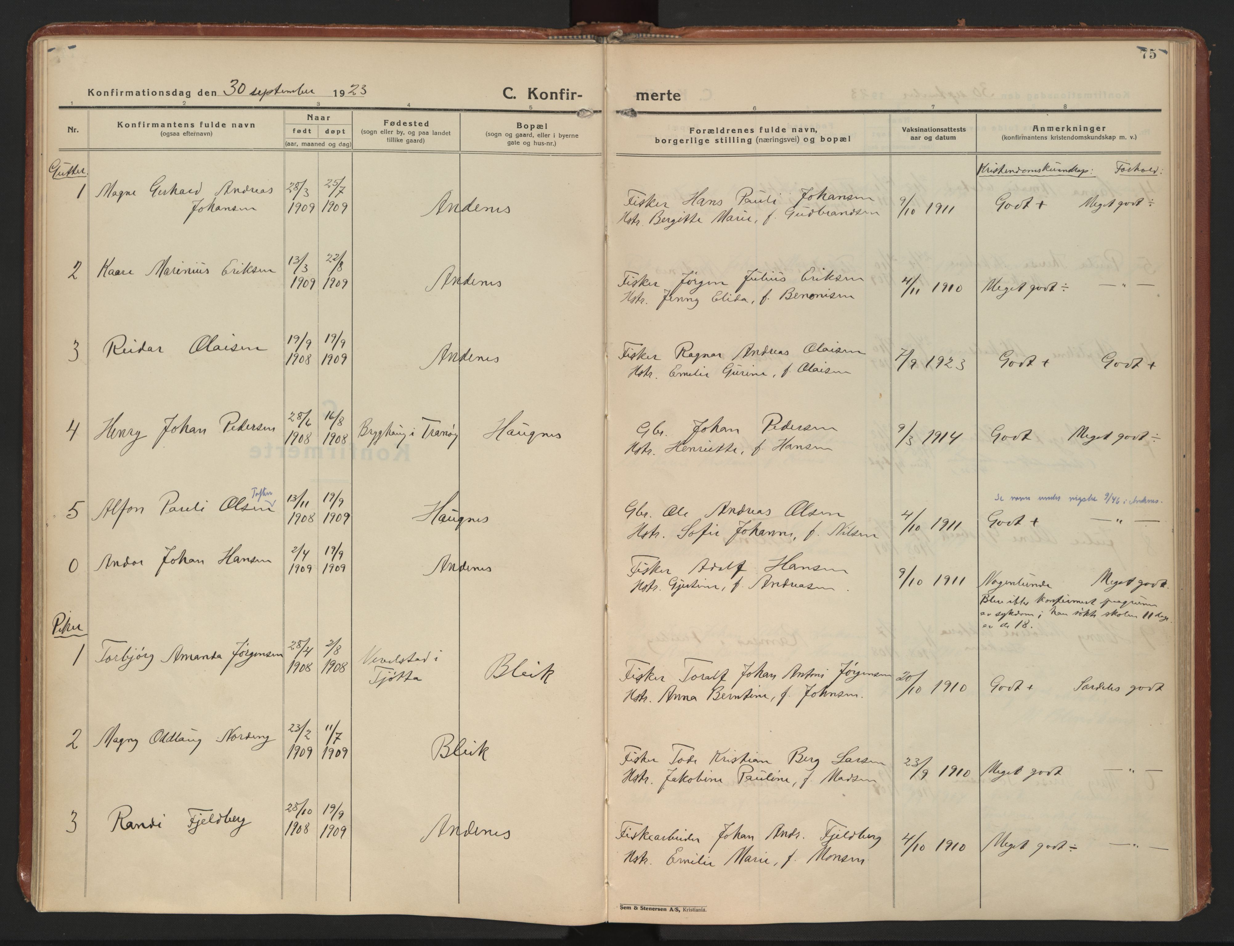Ministerialprotokoller, klokkerbøker og fødselsregistre - Nordland, AV/SAT-A-1459/899/L1441: Ministerialbok nr. 899A09, 1923-1939, s. 75