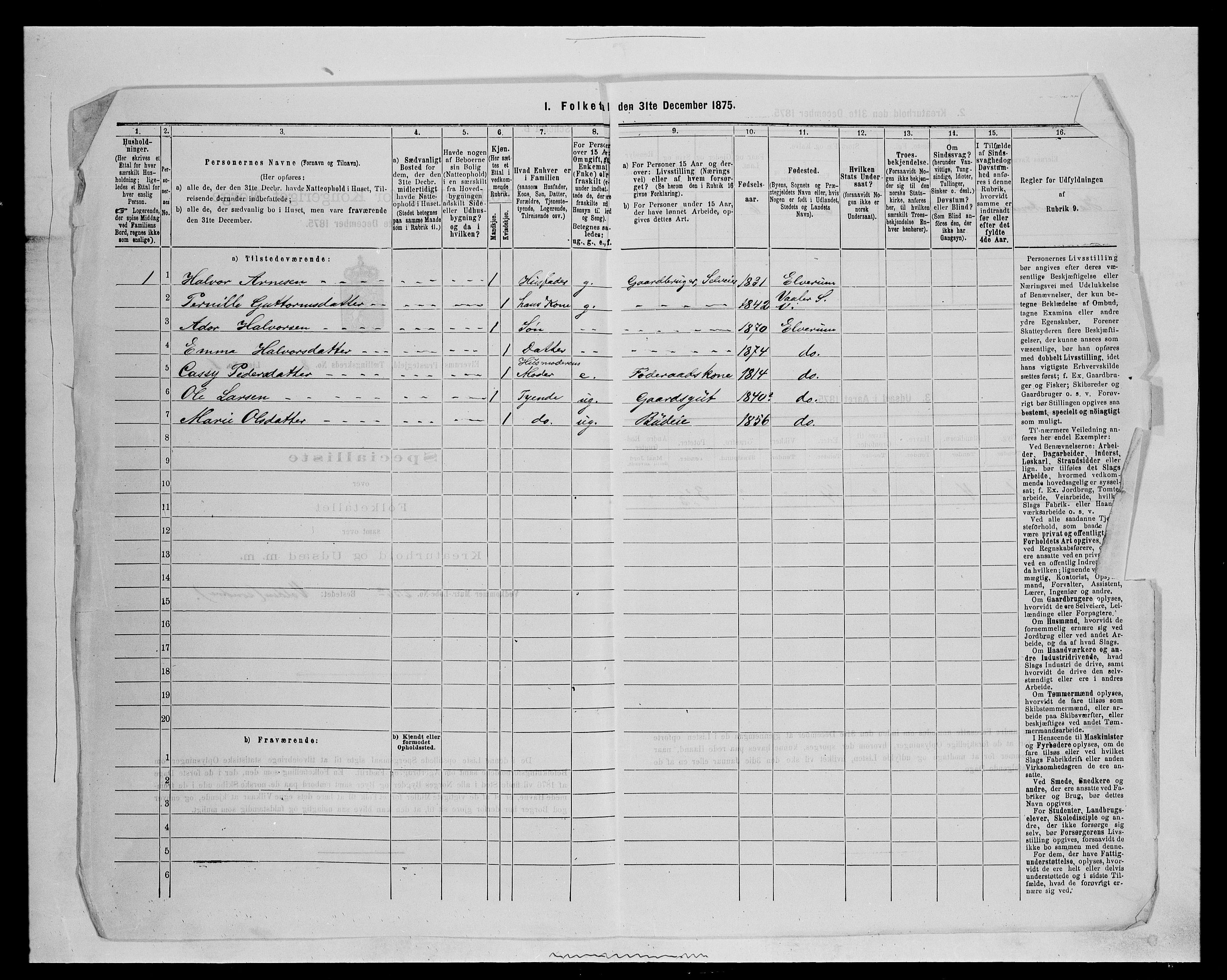 SAH, Folketelling 1875 for 0427P Elverum prestegjeld, 1875, s. 1759