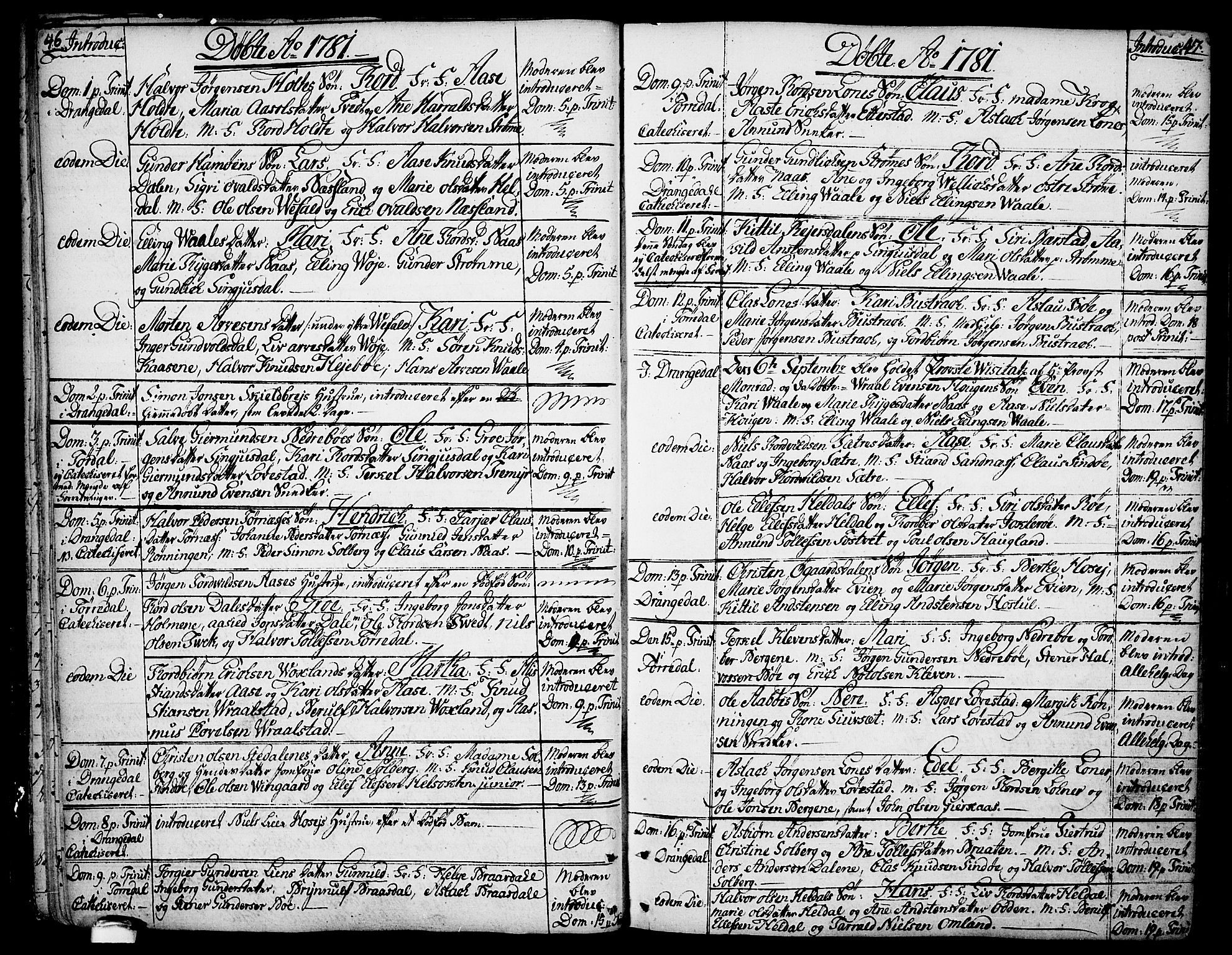 Drangedal kirkebøker, AV/SAKO-A-258/F/Fa/L0003: Ministerialbok nr. 3, 1768-1814, s. 46-47