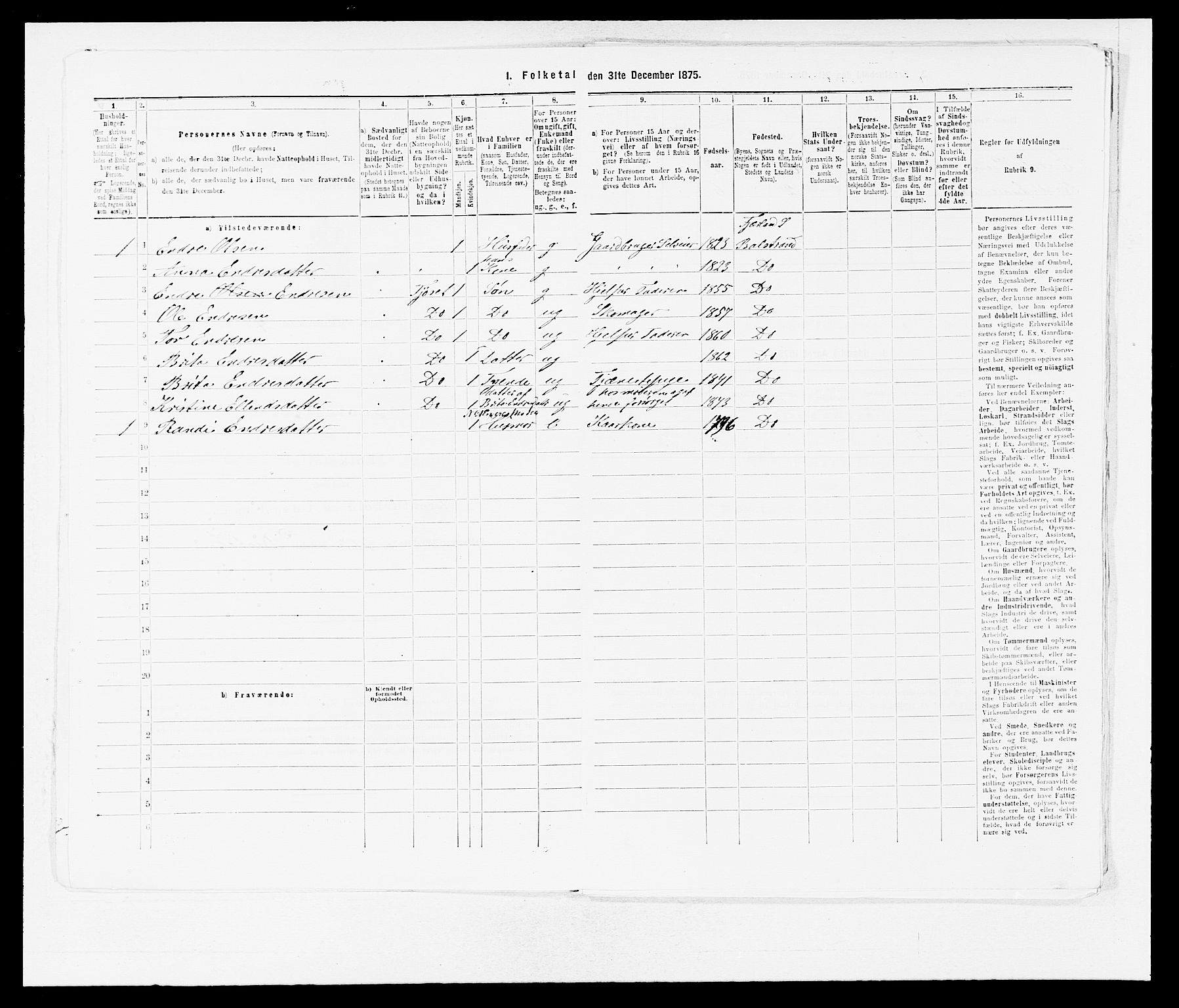 SAB, Folketelling 1875 for 1418P Balestrand prestegjeld, 1875, s. 457