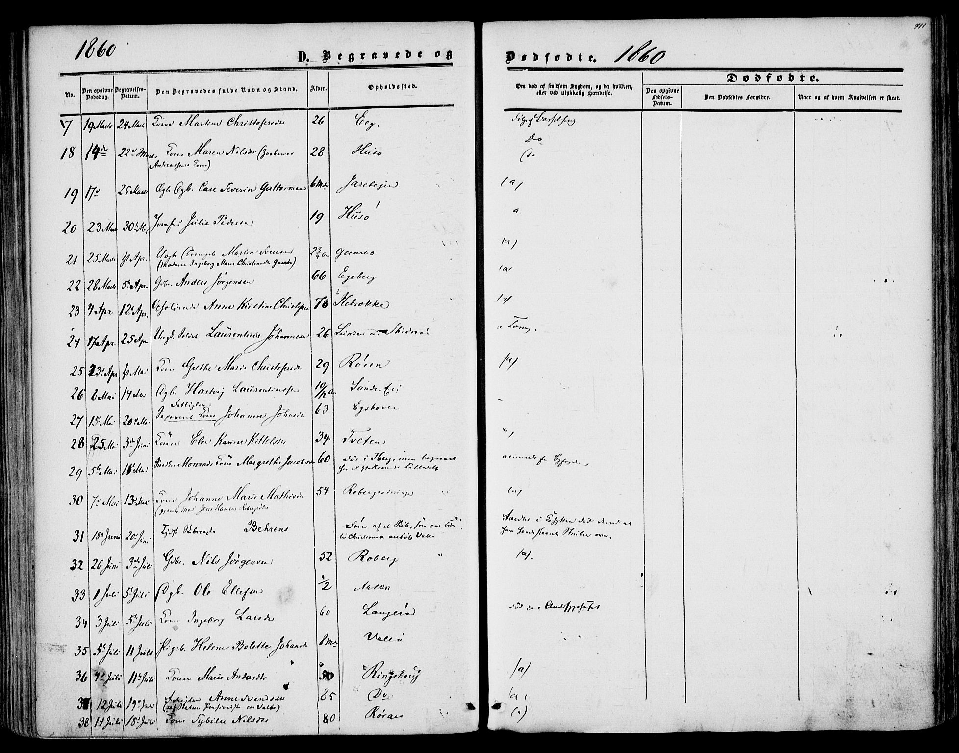 Sem kirkebøker, AV/SAKO-A-5/F/Fa/L0007: Ministerialbok nr. I 7, 1856-1865, s. 411