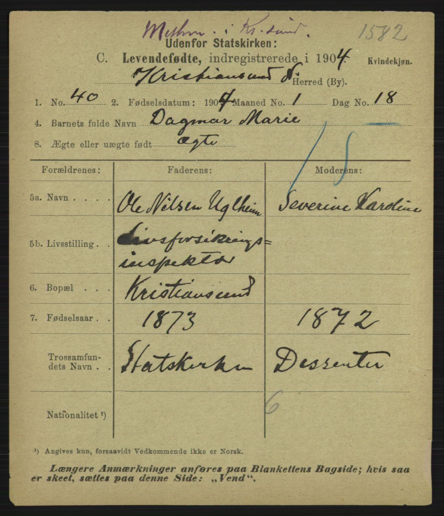 Statistisk sentralbyrå, Sosiodemografiske emner, Befolkning, AV/RA-S-2228/D/Df/Dfa/Dfab/L0016: Romsdals amt: Fødte, gifte, døde., 1904, s. 477