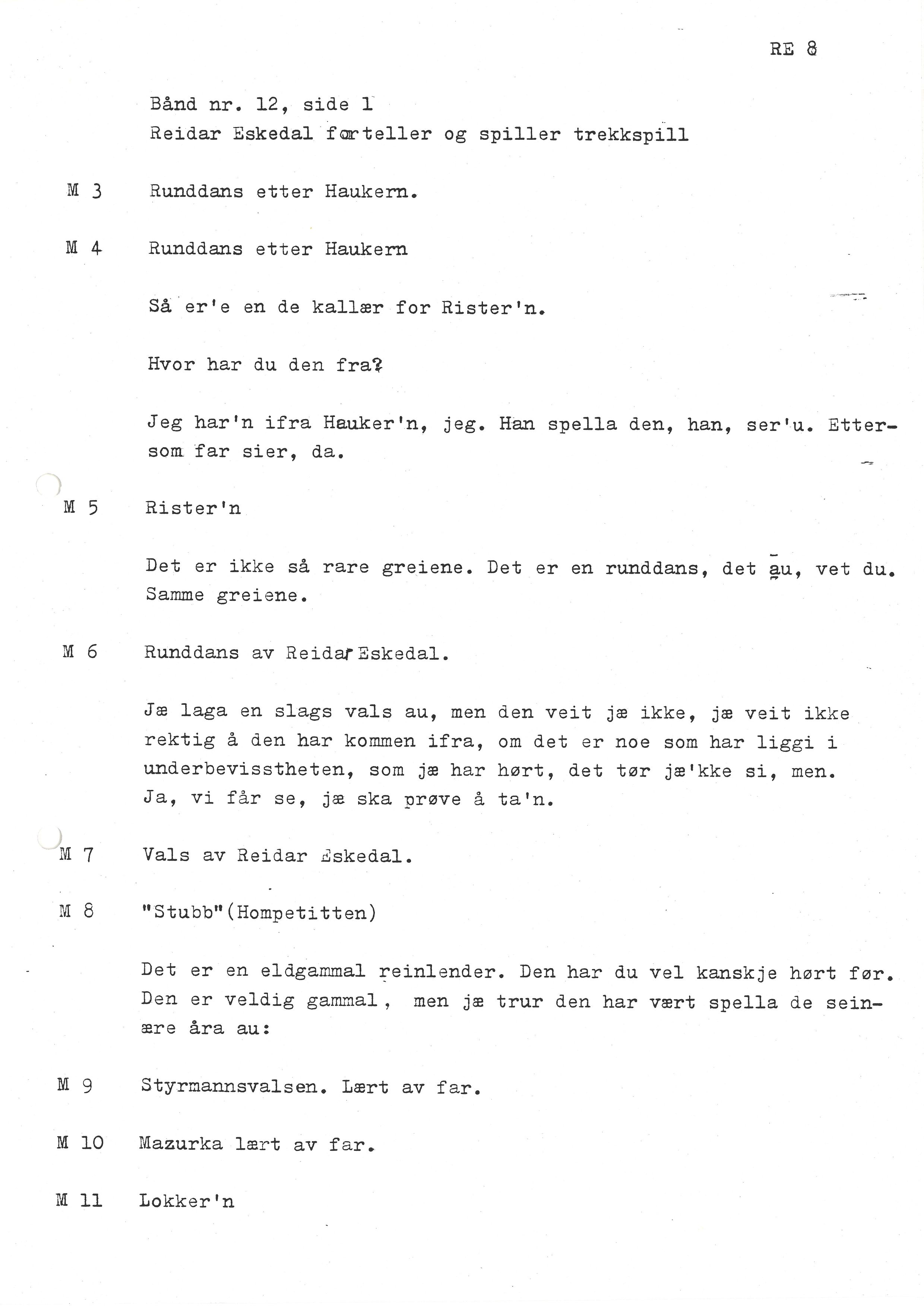 Sa 16 - Folkemusikk fra Vestfold, Gjerdesamlingen, VEMU/A-1868/I/L0001: Informantregister med intervjunedtegnelser, 1979-1986