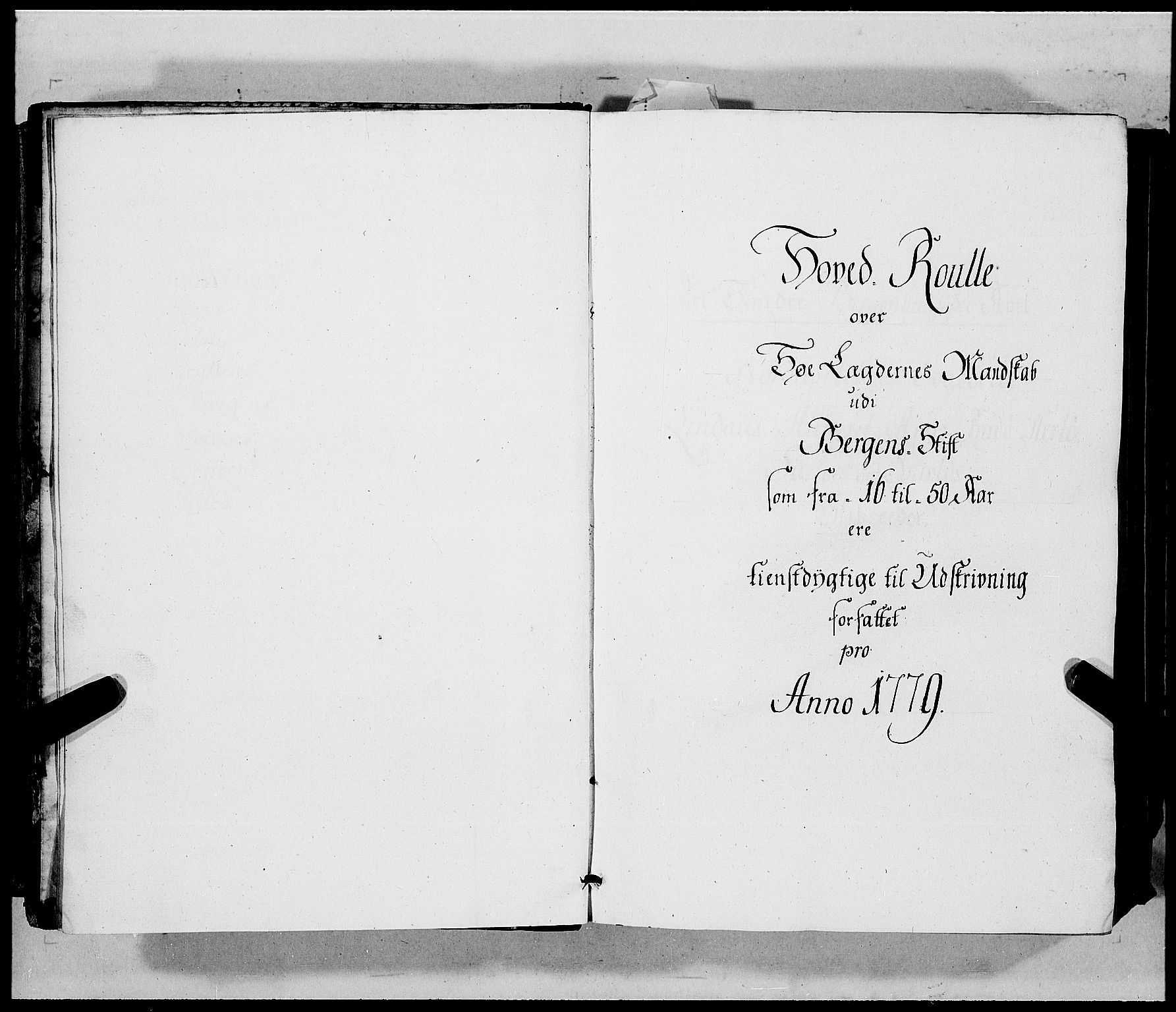 Innrulleringssjefen i Bergen, AV/SAB-A-100050/G/Ga/Gab/L0002: Hovedruller, 1779