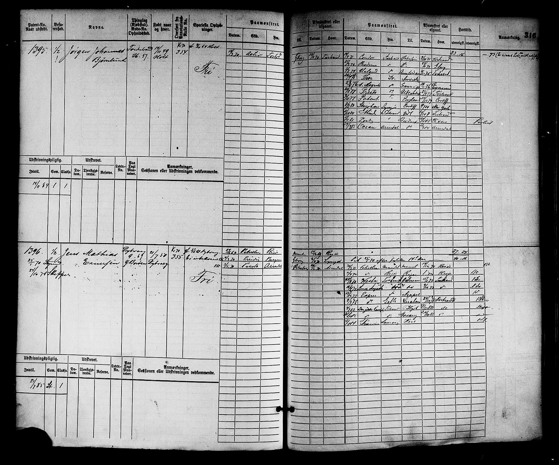 Tvedestrand mønstringskrets, AV/SAK-2031-0011/F/Fb/L0002: Hovedrulle nr 767-1528, R-3, 1868-1900, s. 325