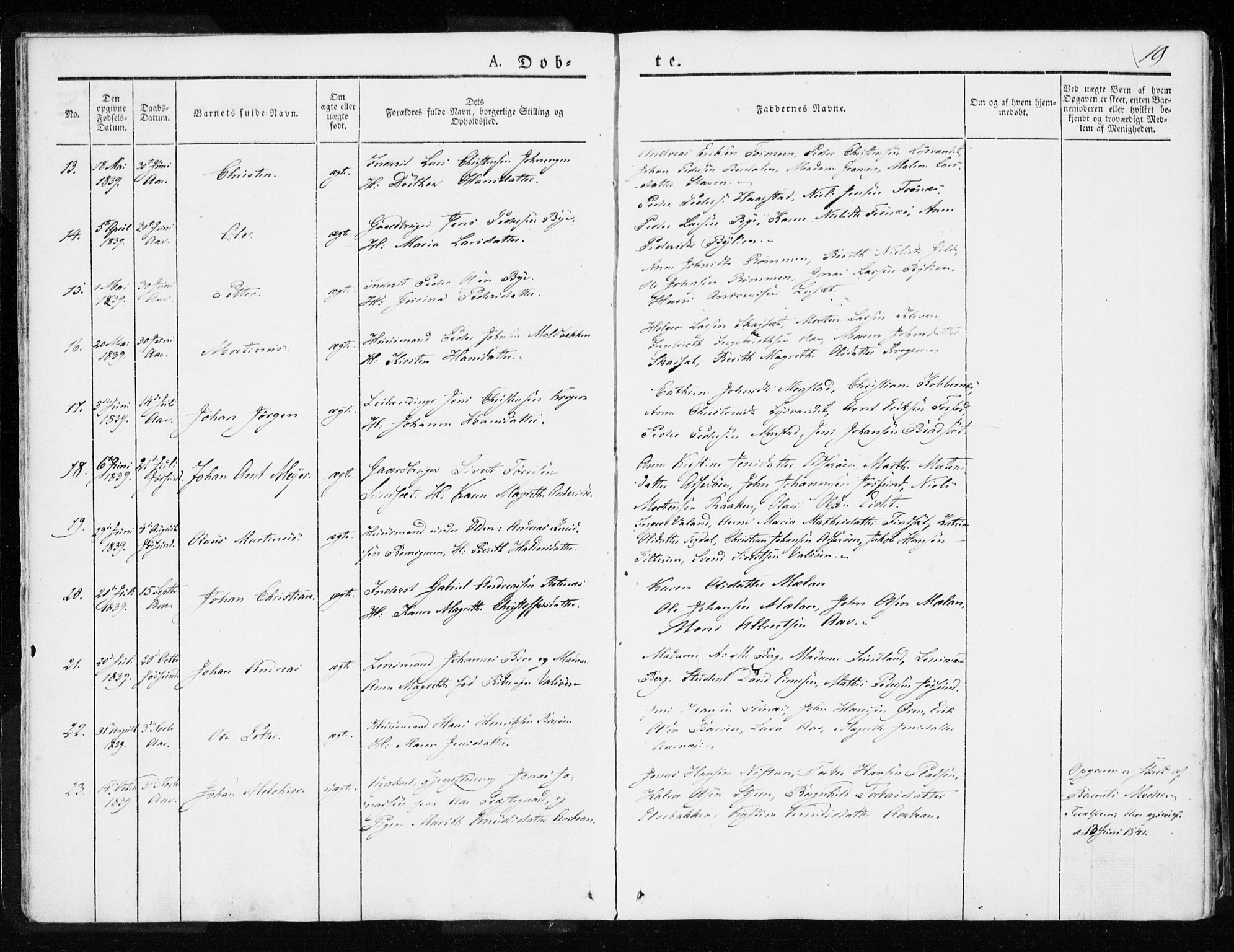 Ministerialprotokoller, klokkerbøker og fødselsregistre - Sør-Trøndelag, SAT/A-1456/655/L0676: Ministerialbok nr. 655A05, 1830-1847, s. 19