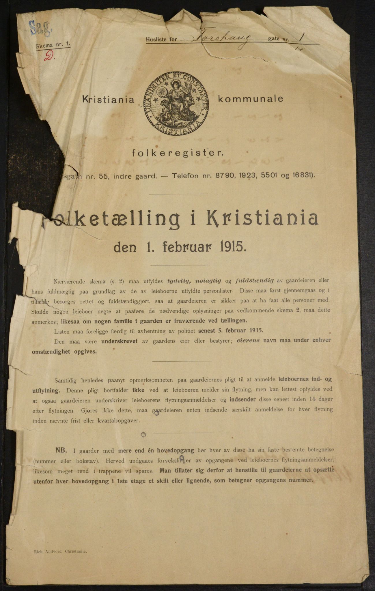 OBA, Kommunal folketelling 1.2.1915 for Kristiania, 1915, s. 114732