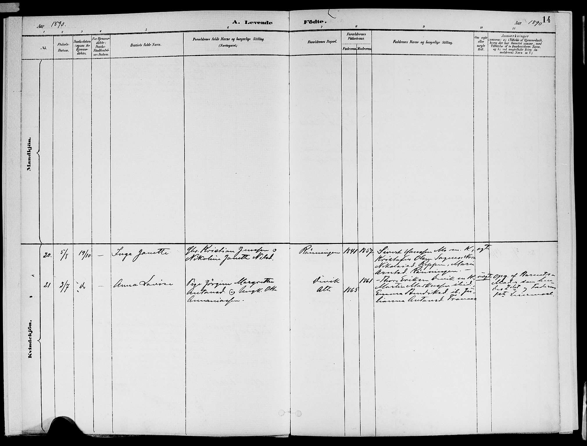 Ministerialprotokoller, klokkerbøker og fødselsregistre - Nord-Trøndelag, SAT/A-1458/773/L0617: Ministerialbok nr. 773A08, 1887-1910, s. 14