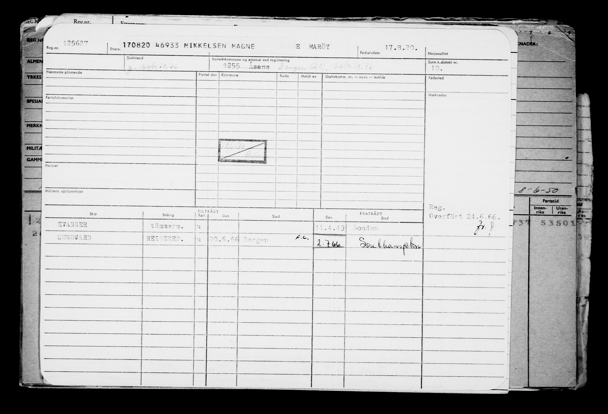 Direktoratet for sjømenn, AV/RA-S-3545/G/Gb/L0184: Hovedkort, 1920, s. 390